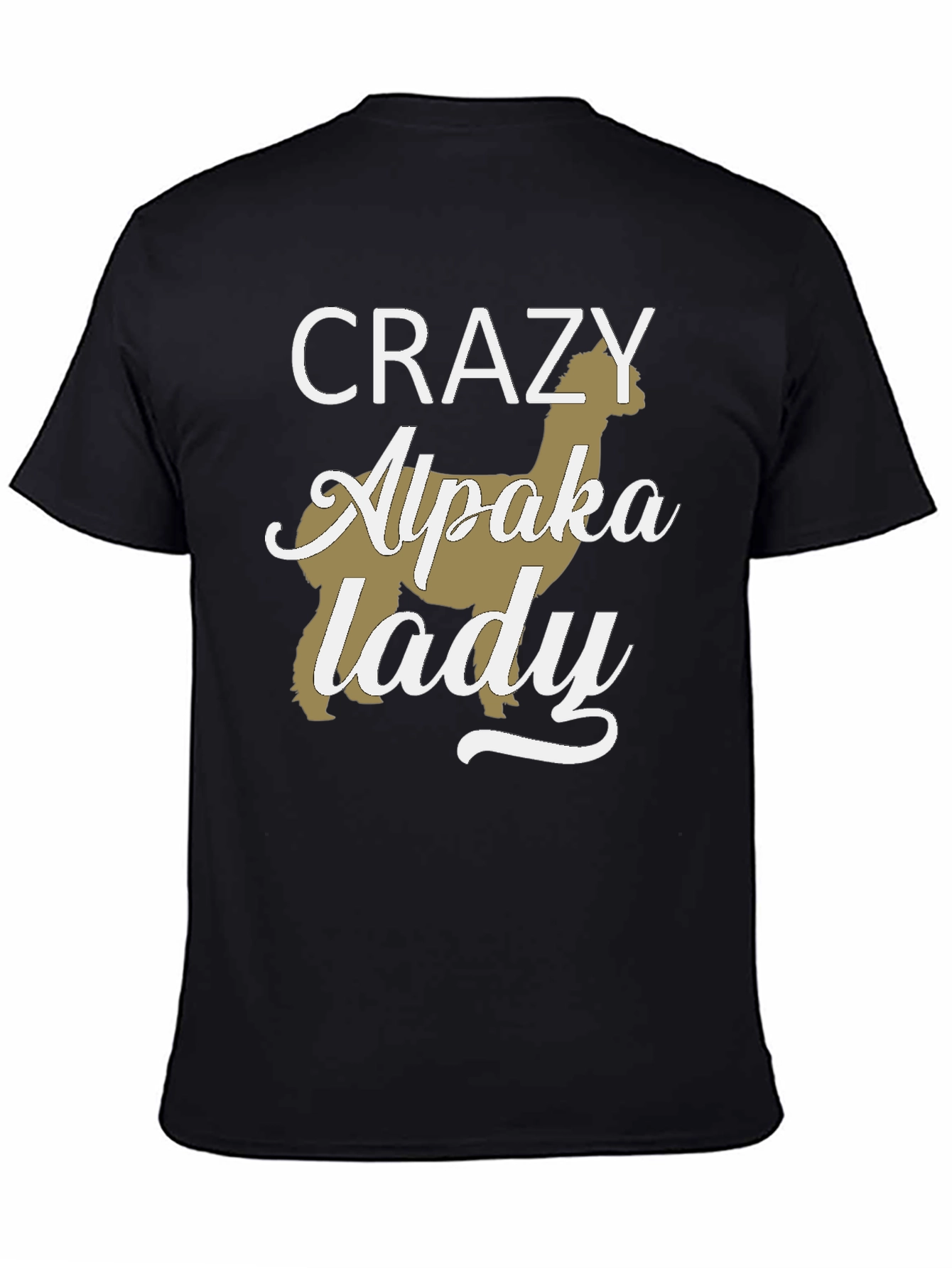 Black Crazy Alpaca Lady T-Shirt - Novelty Graphic Tee view 4