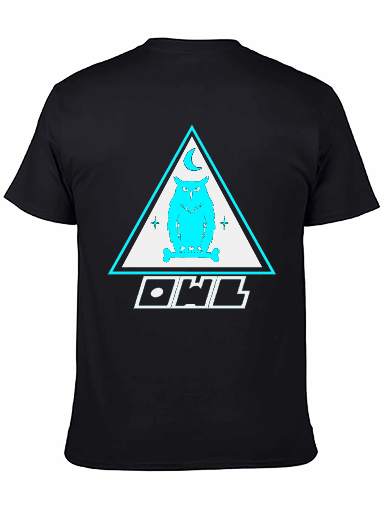 Black Owl Triangle Graphic Print Black T-Shirt view 4