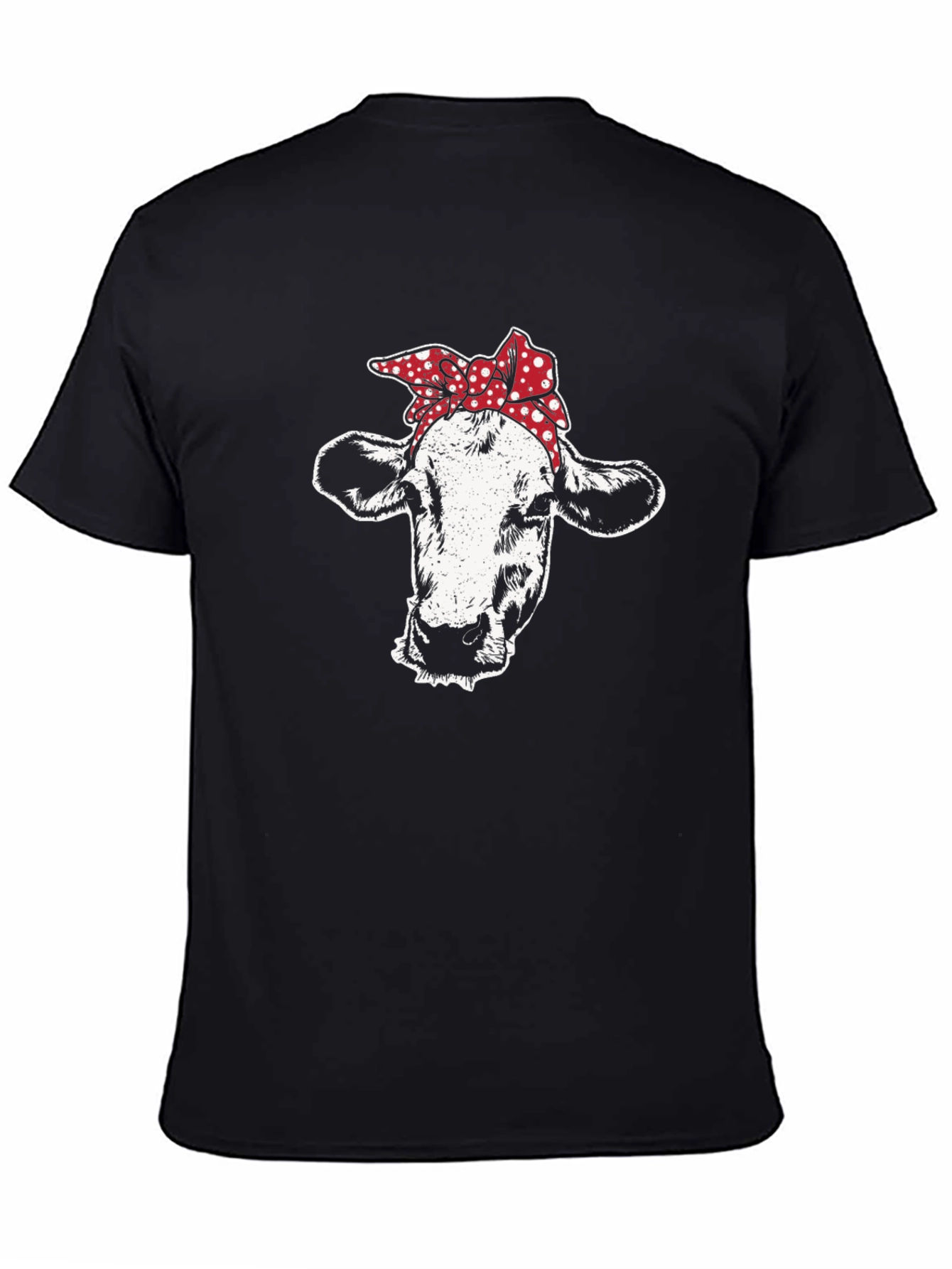 Black Cow Bandana Graphic Tee - Black Cotton T-Shirt view 4