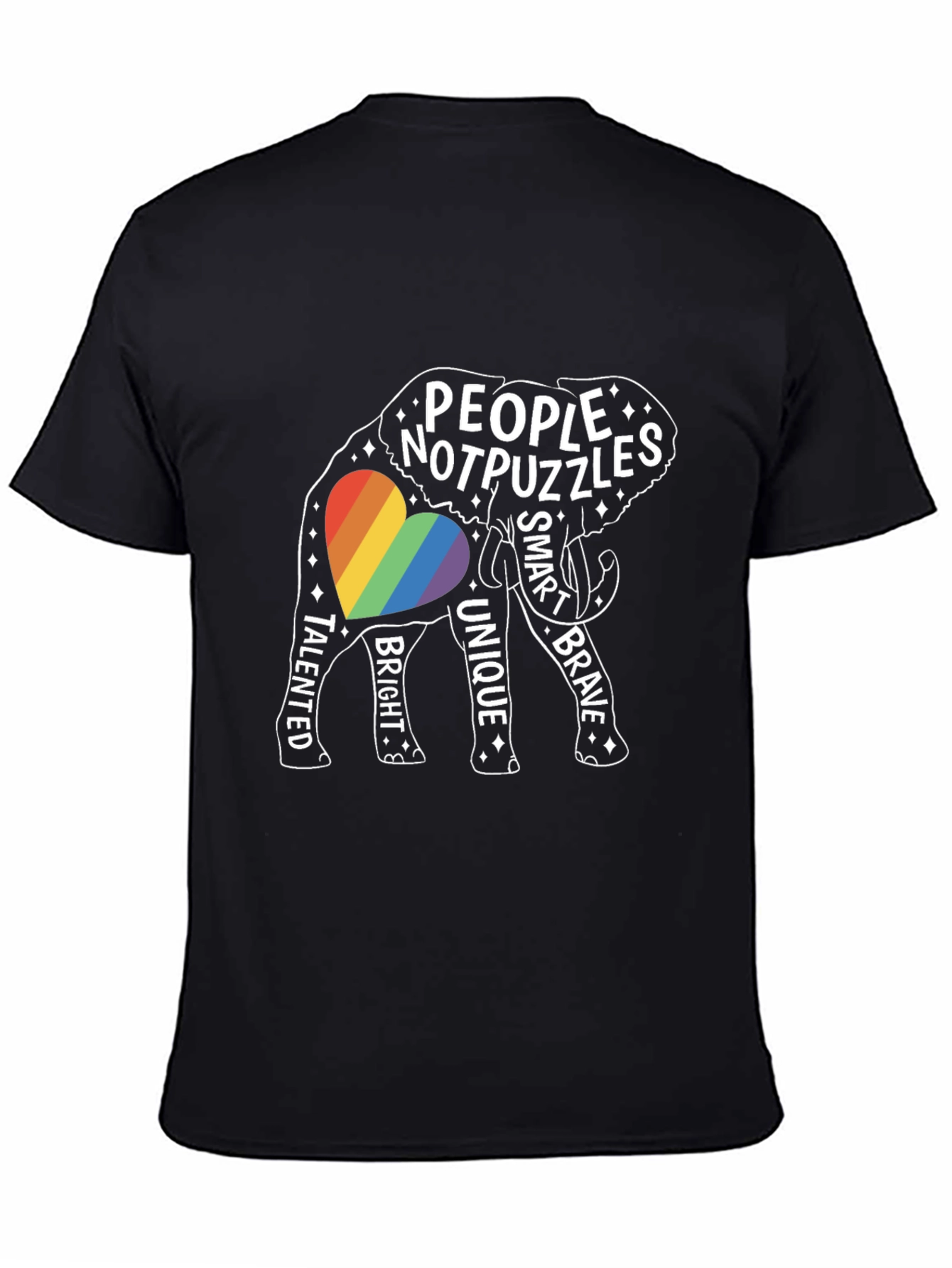 Black People Not Puzzles Elephant LGBTQ+ Pride Tee view 4