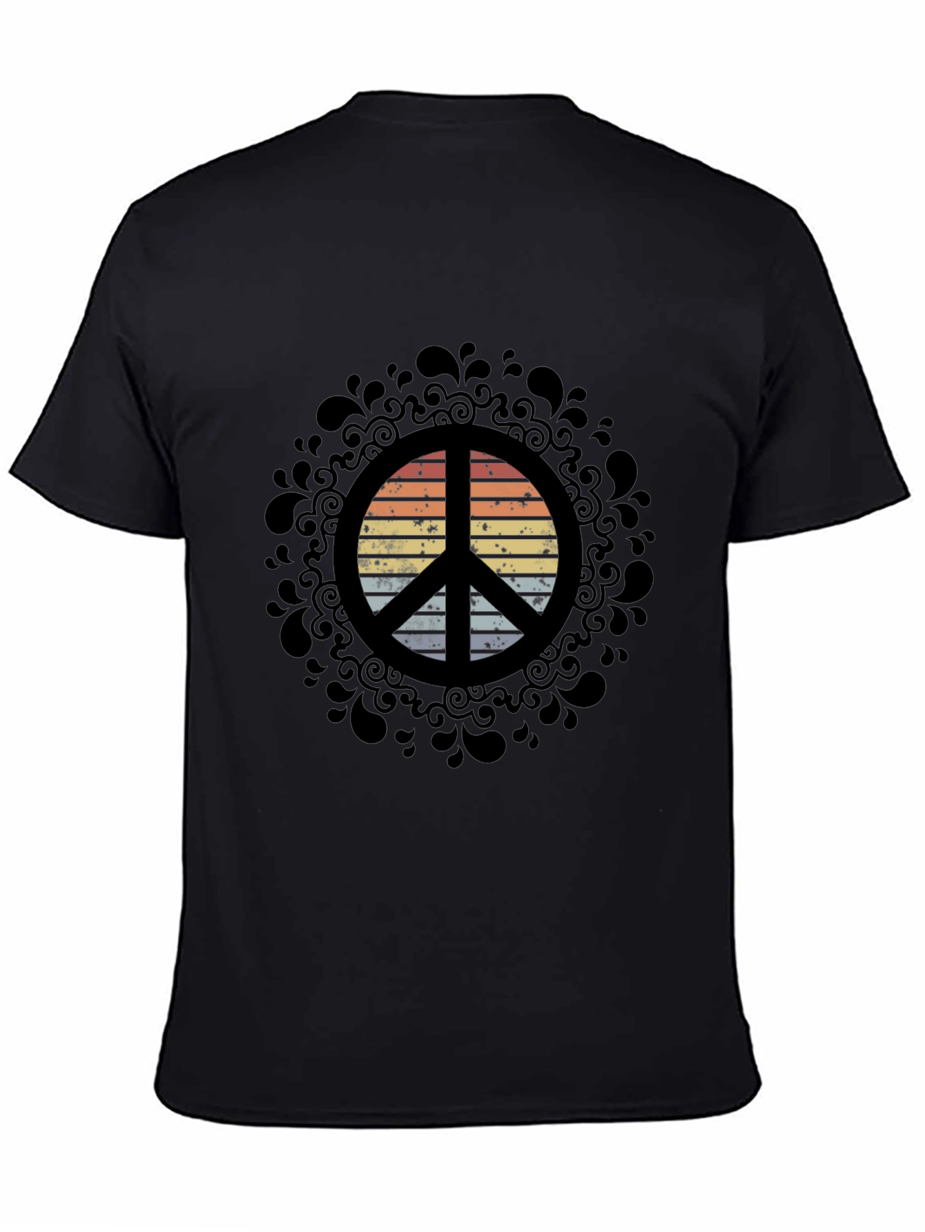 Black Retro Peace Sign Graphic Tee - Black view 4