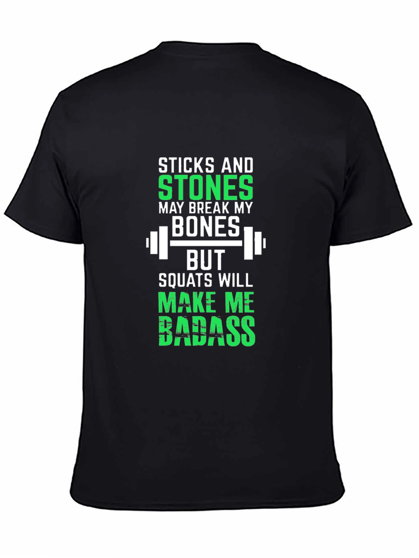 Black Sticks and Stones Squats Workout T-Shirt view 4