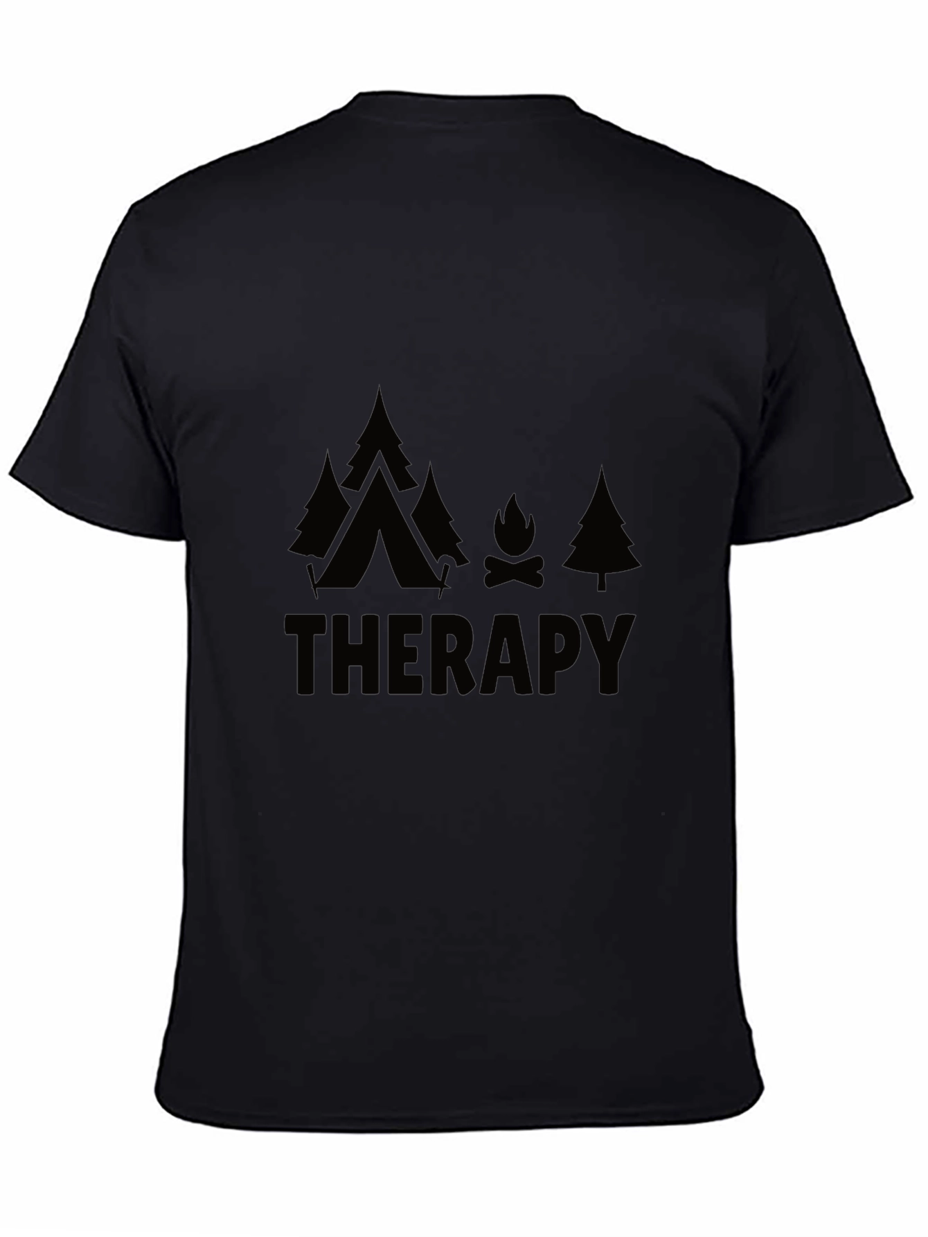 Black Camping Therapy T-Shirt, Nature Lover Tee view 4