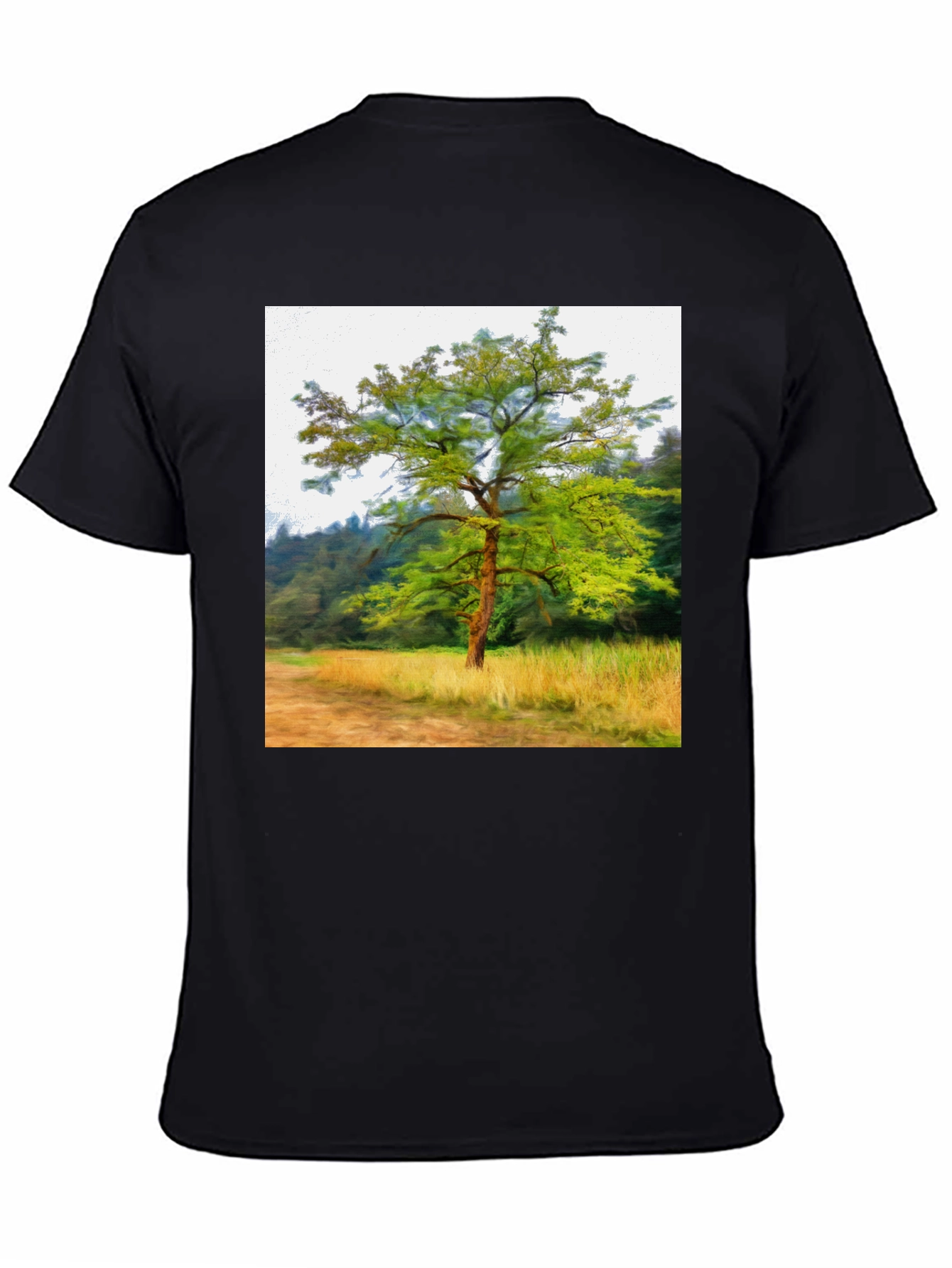 Black Nature Tree Graphic Black T-Shirt view 4