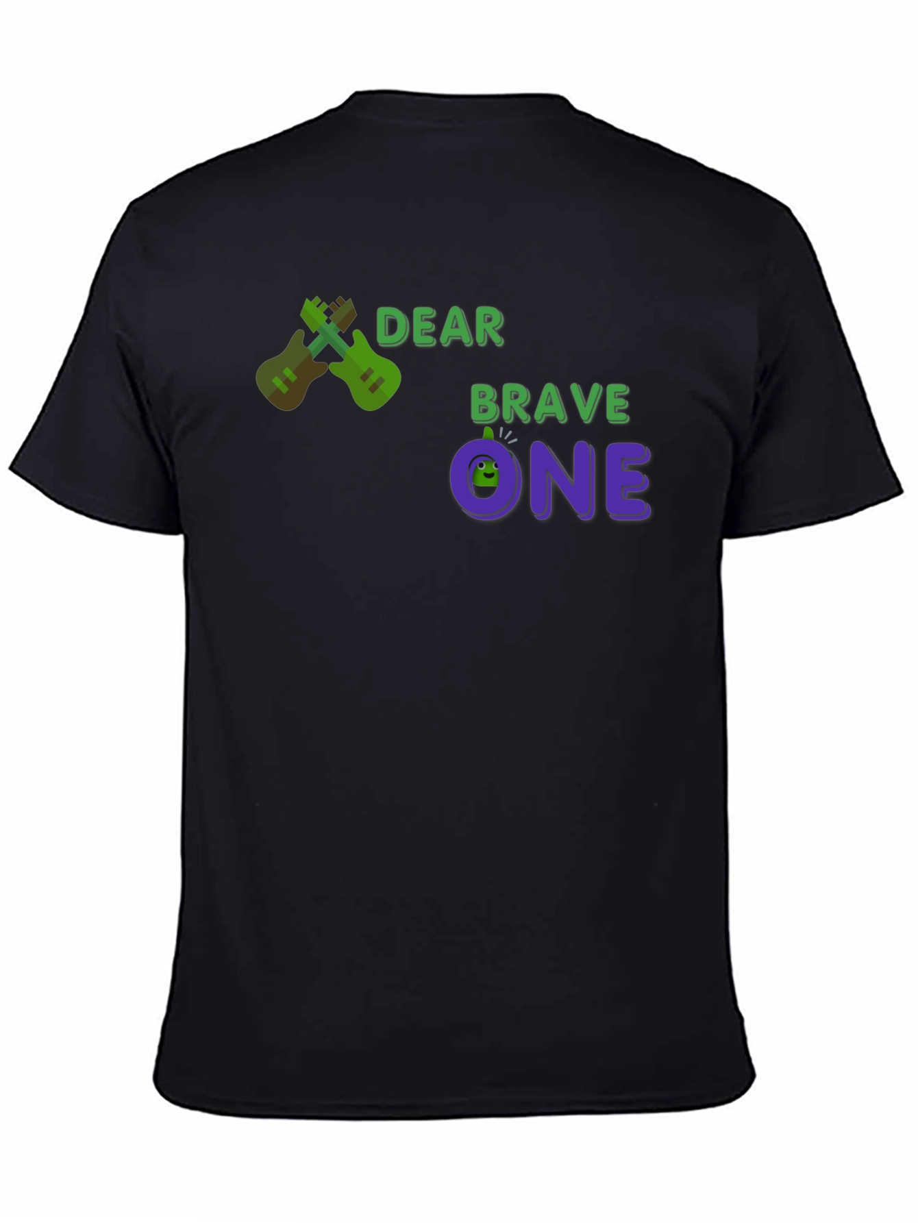 Black Dear Brave One T-Shirt - Guitar Design view 4