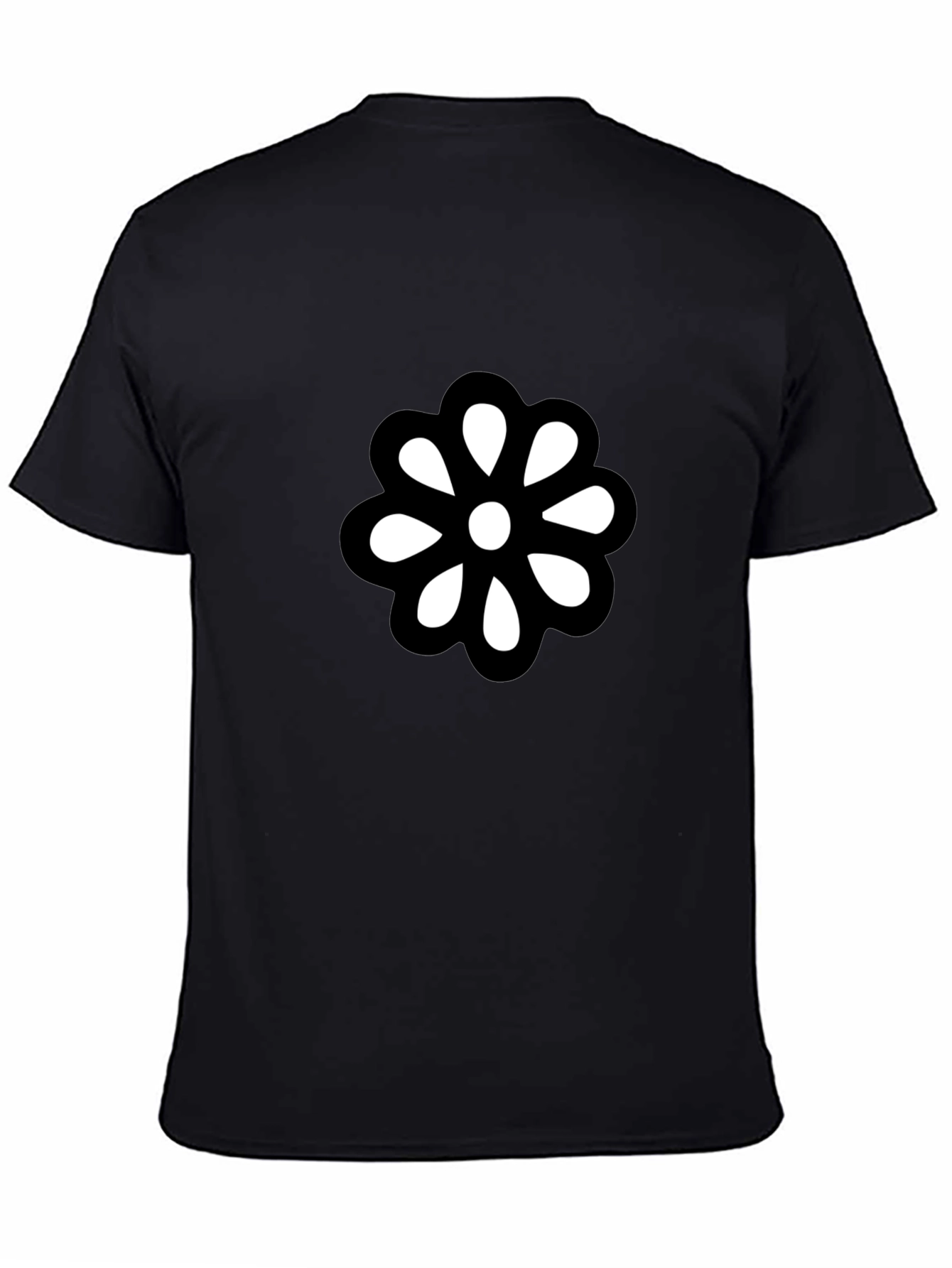 Black Black T-Shirt with Bold Flower Graphic view 4