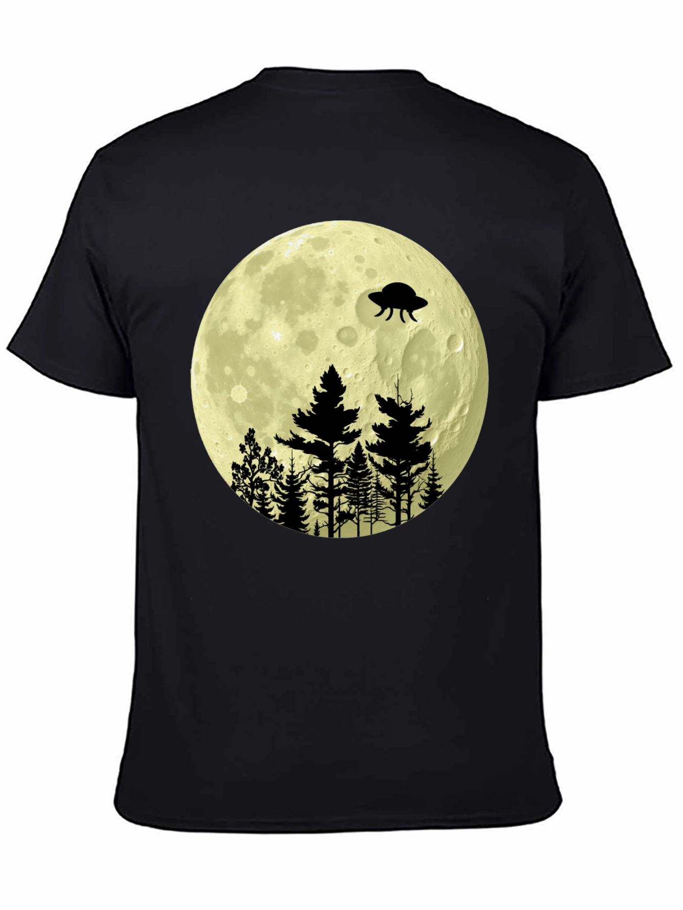 Black UFO Moon Forest Graphic Tee view 4