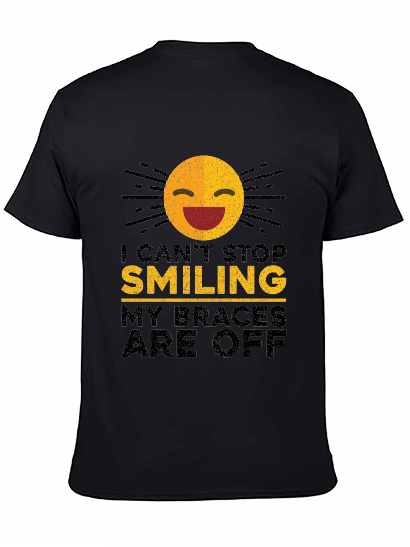 Black Smiling Braces Off T-Shirt view 4