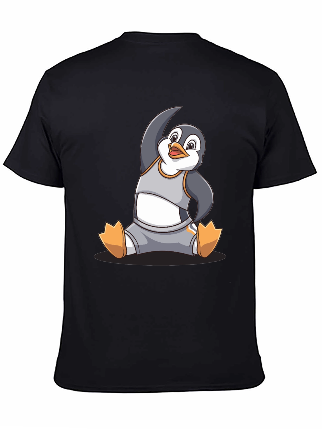 Black Yoga Penguin Graphic T-Shirt - Comfy Cotton Blend view 4