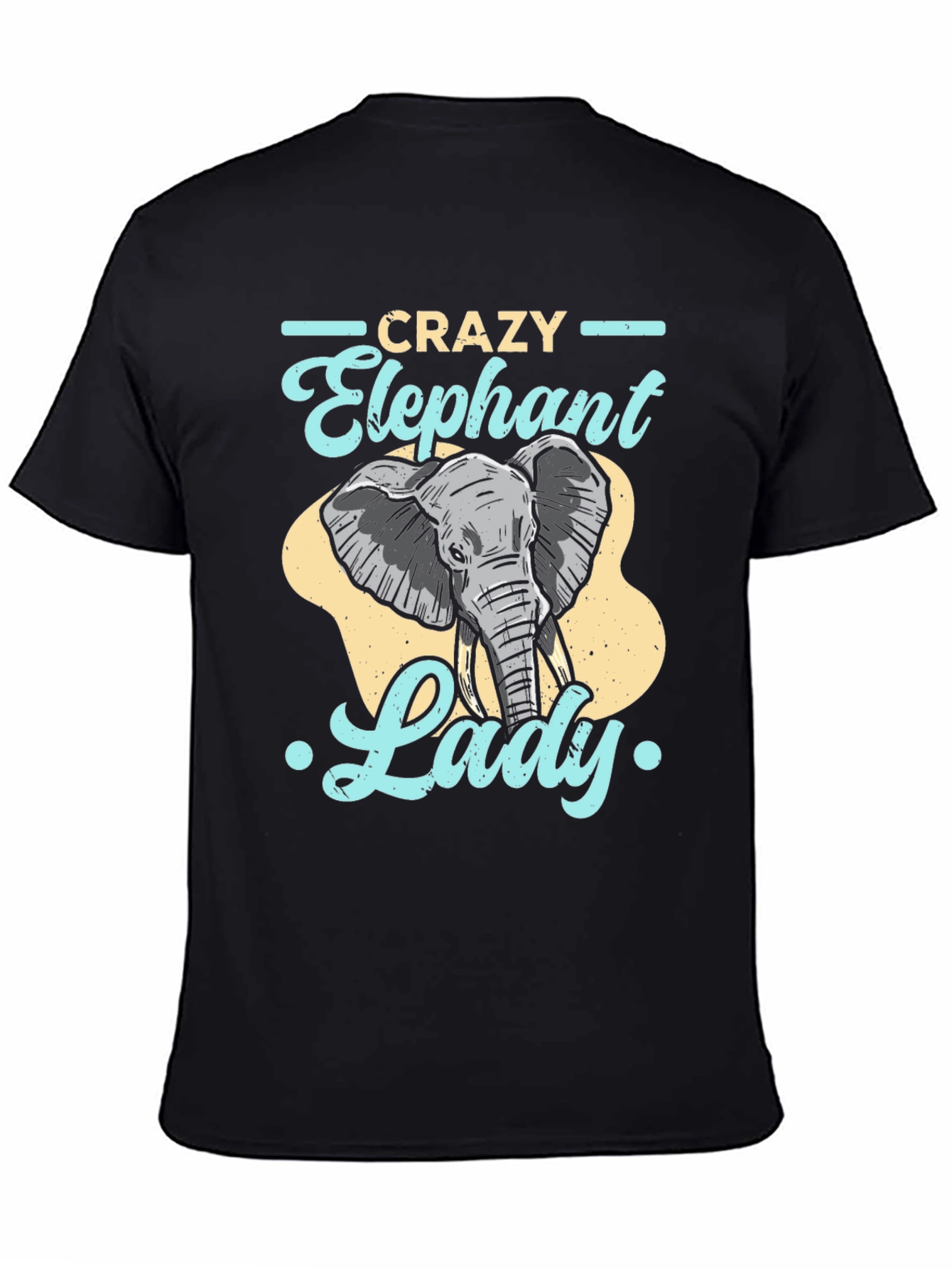 Black Crazy Elephant Lady Graphic Tee - Fun Animal Lover Shirt view 4