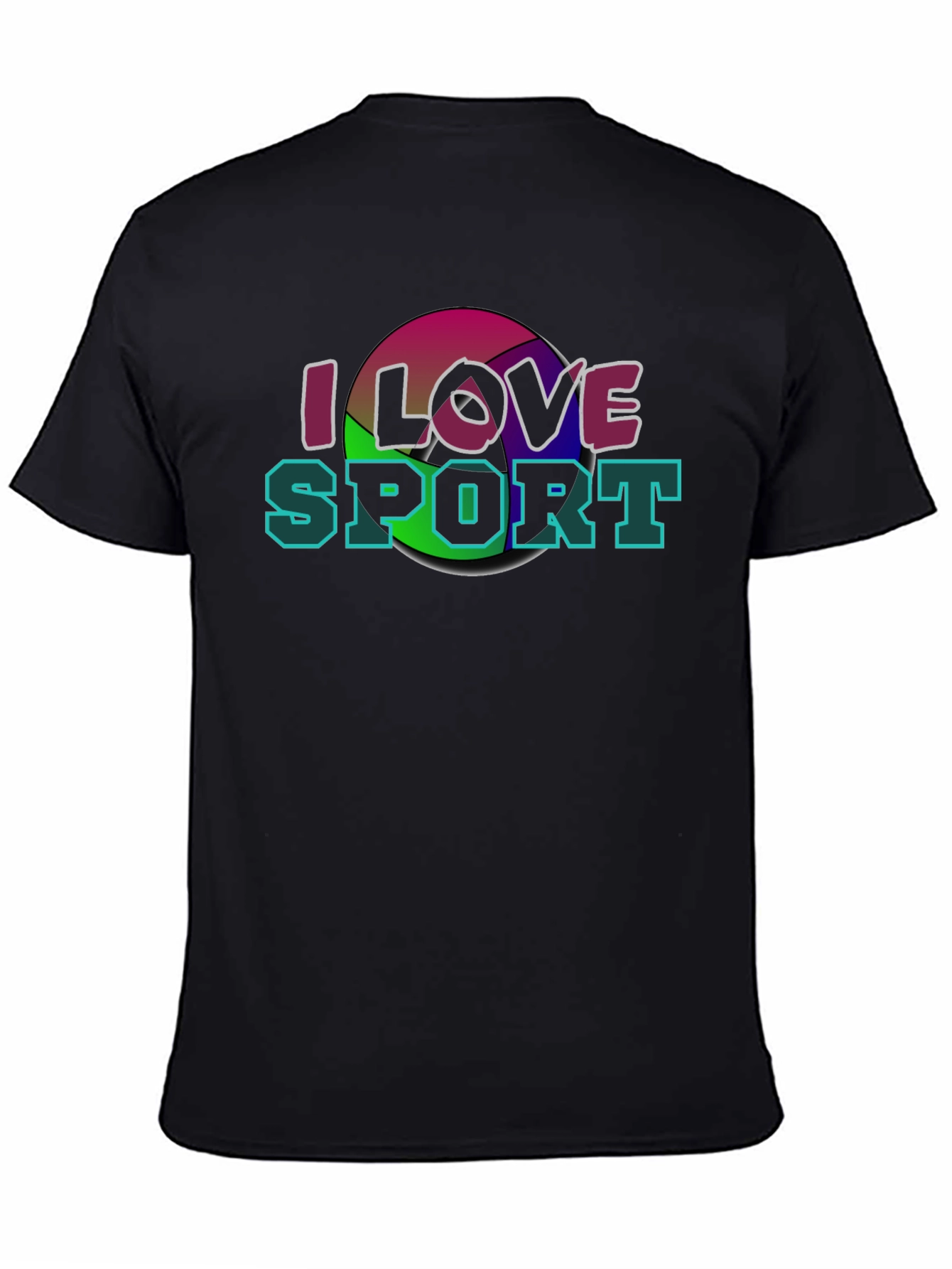Black I Love Sport T-Shirt - Graphic Tee view 4