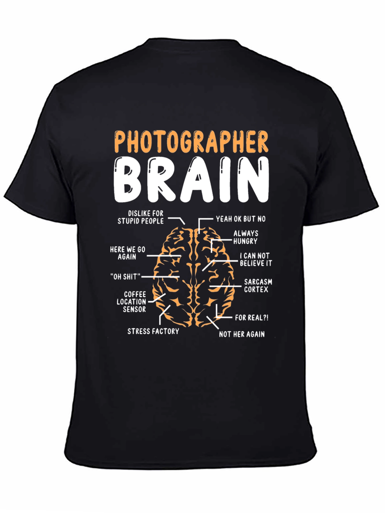 Black Photographer Brain Anatomy T-Shirt - Funny Photography Humor Tee view 4