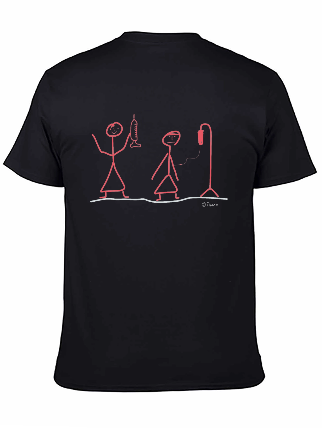 Black Humorous Medical Stick Figure Graphic T-Shirt view 4