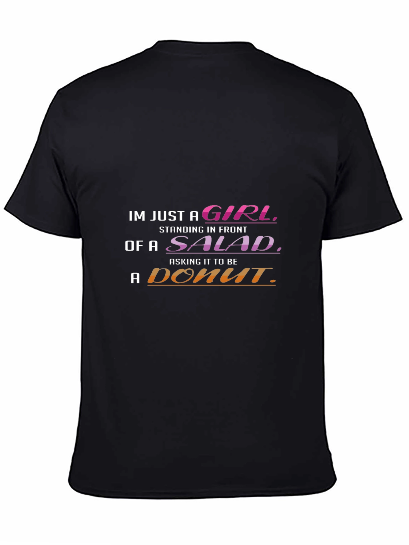 Black Funny Girl Salad Donut T-Shirt view 4