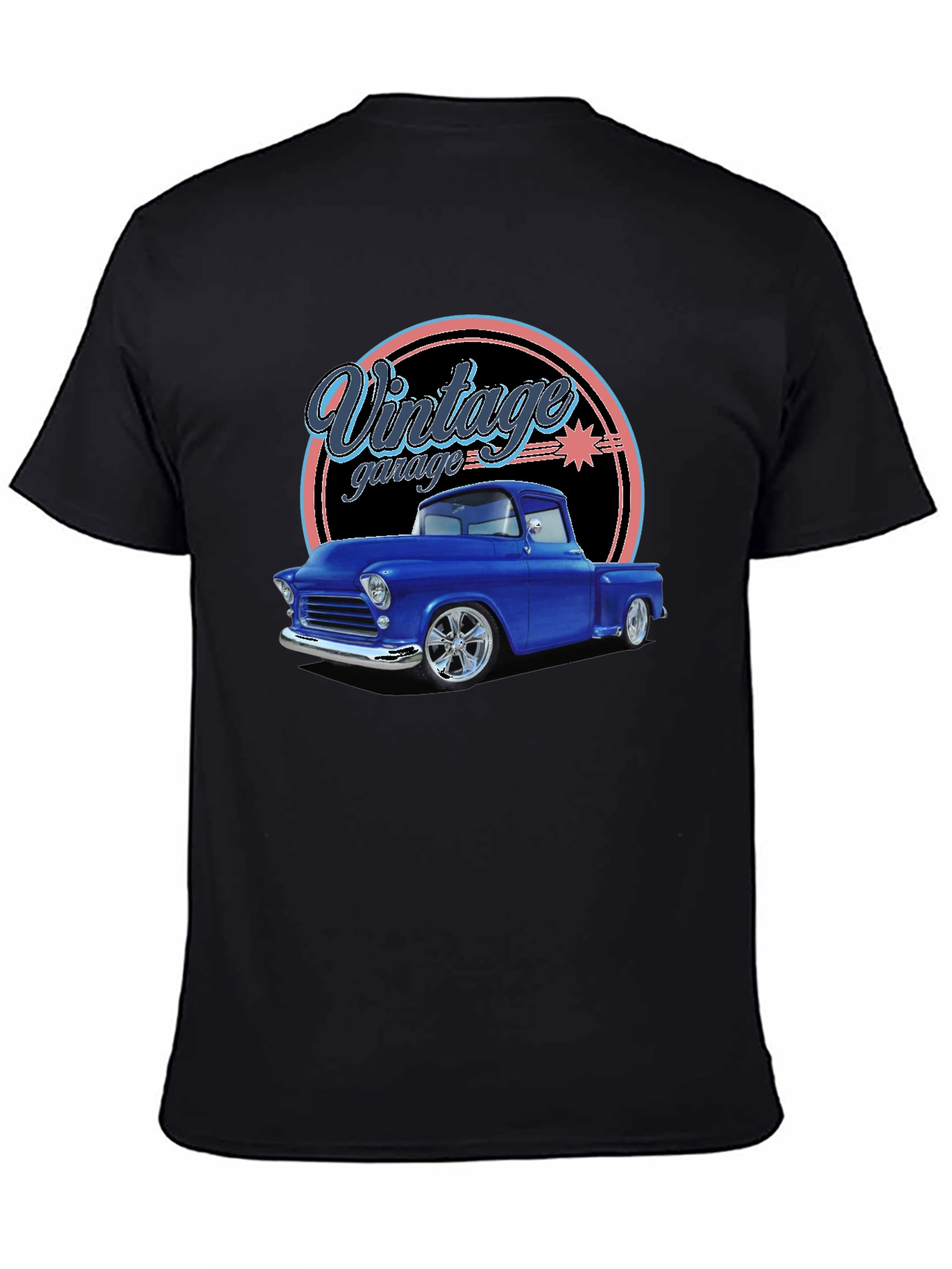 Black Vintage Garage Classic Truck T-Shirt view 4
