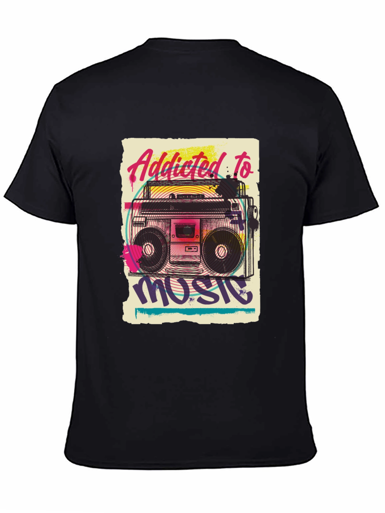 Black Addicted to Music Graphic Tee view 4