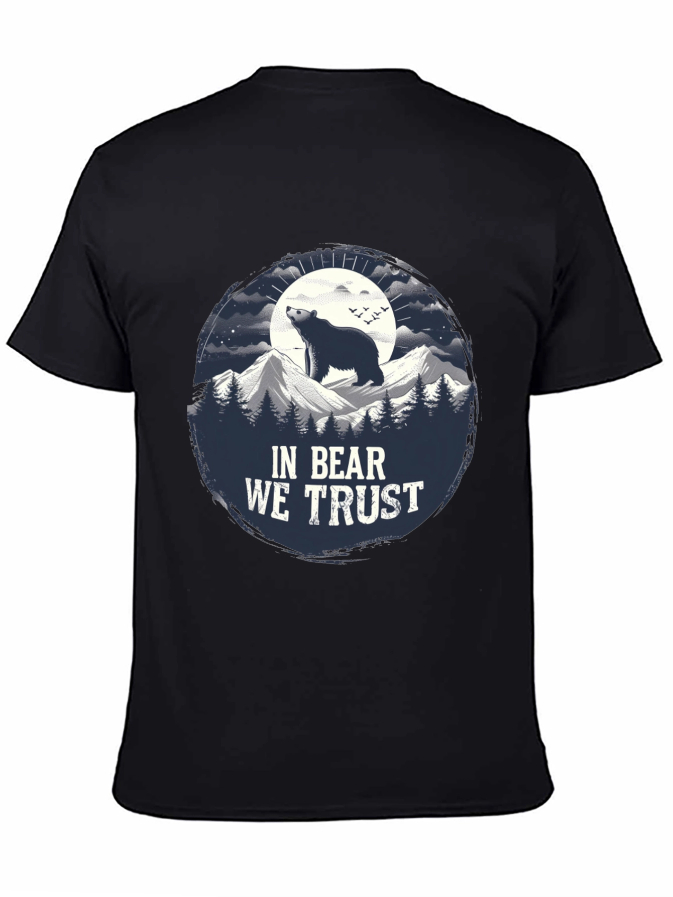 Black In Bear We Trust Graphic Tee - Black Cotton T-Shirt view 4