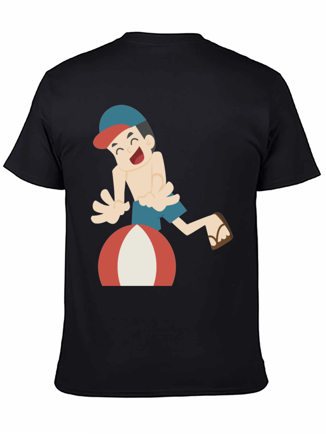Black Cartoon Beach Fun Black T-Shirt view 4