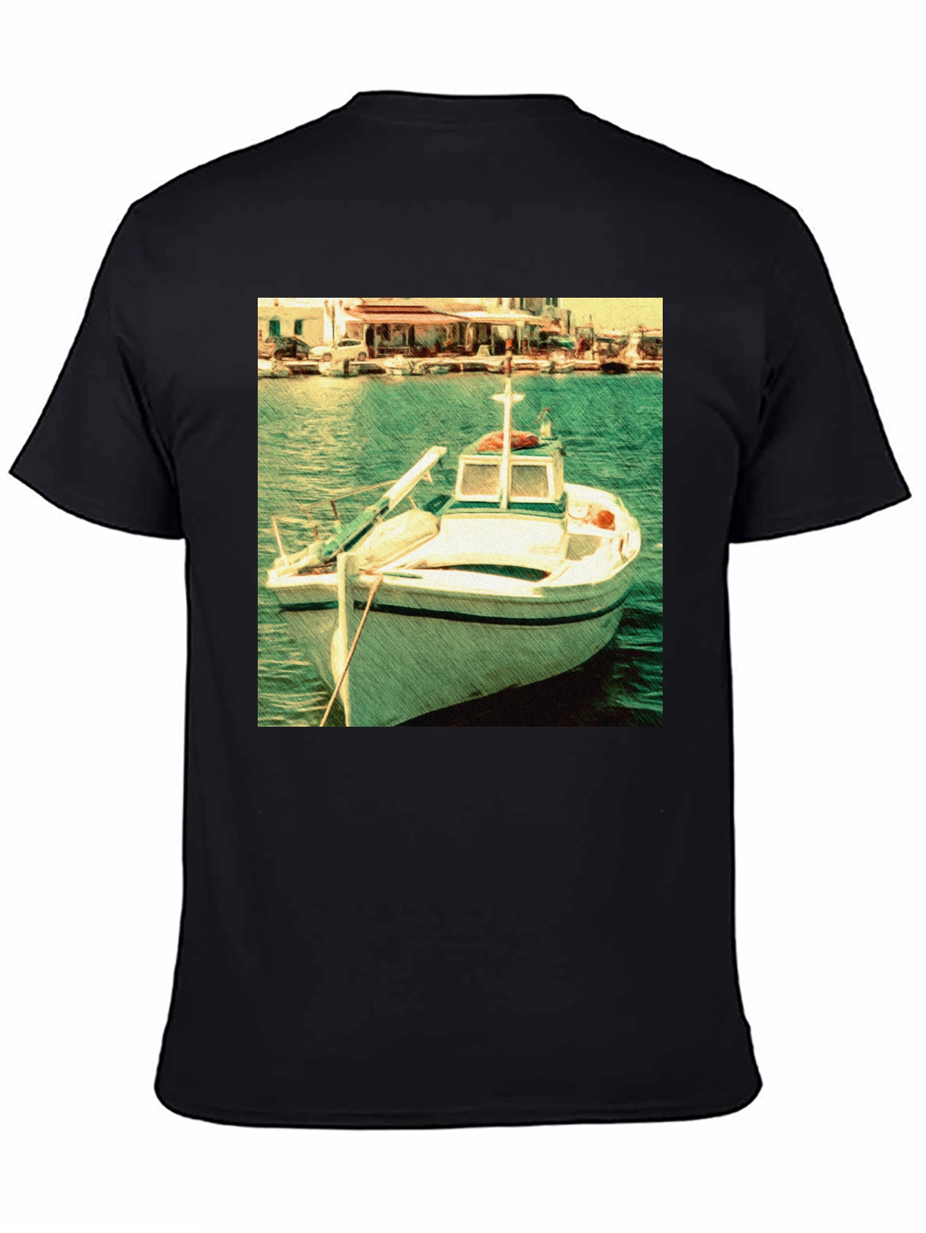 Black Boat Graphic Black T-Shirt view 4