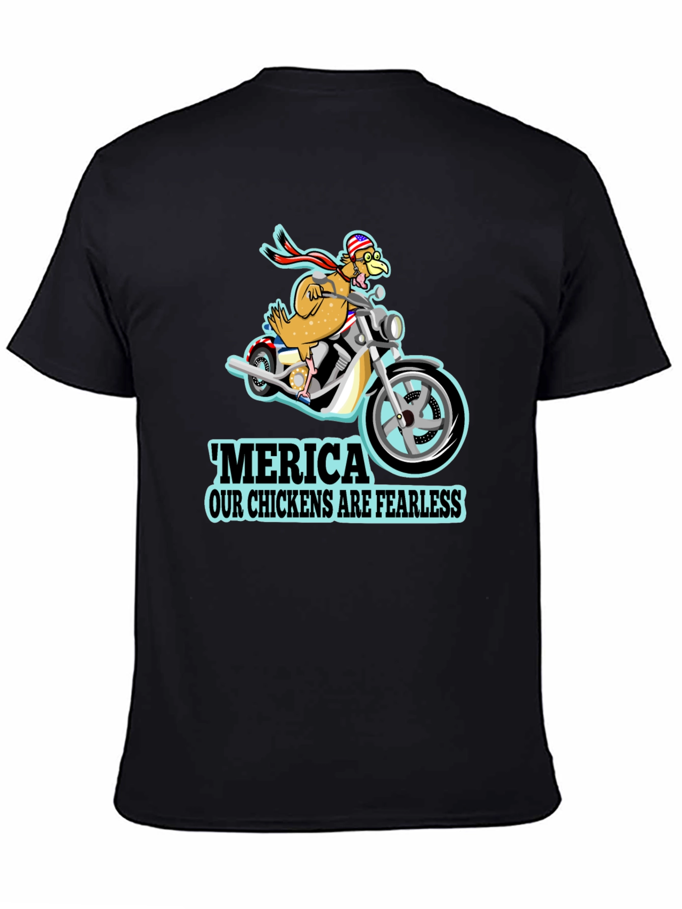 Black Fearless Chicken Rider Graphic Tee view 4