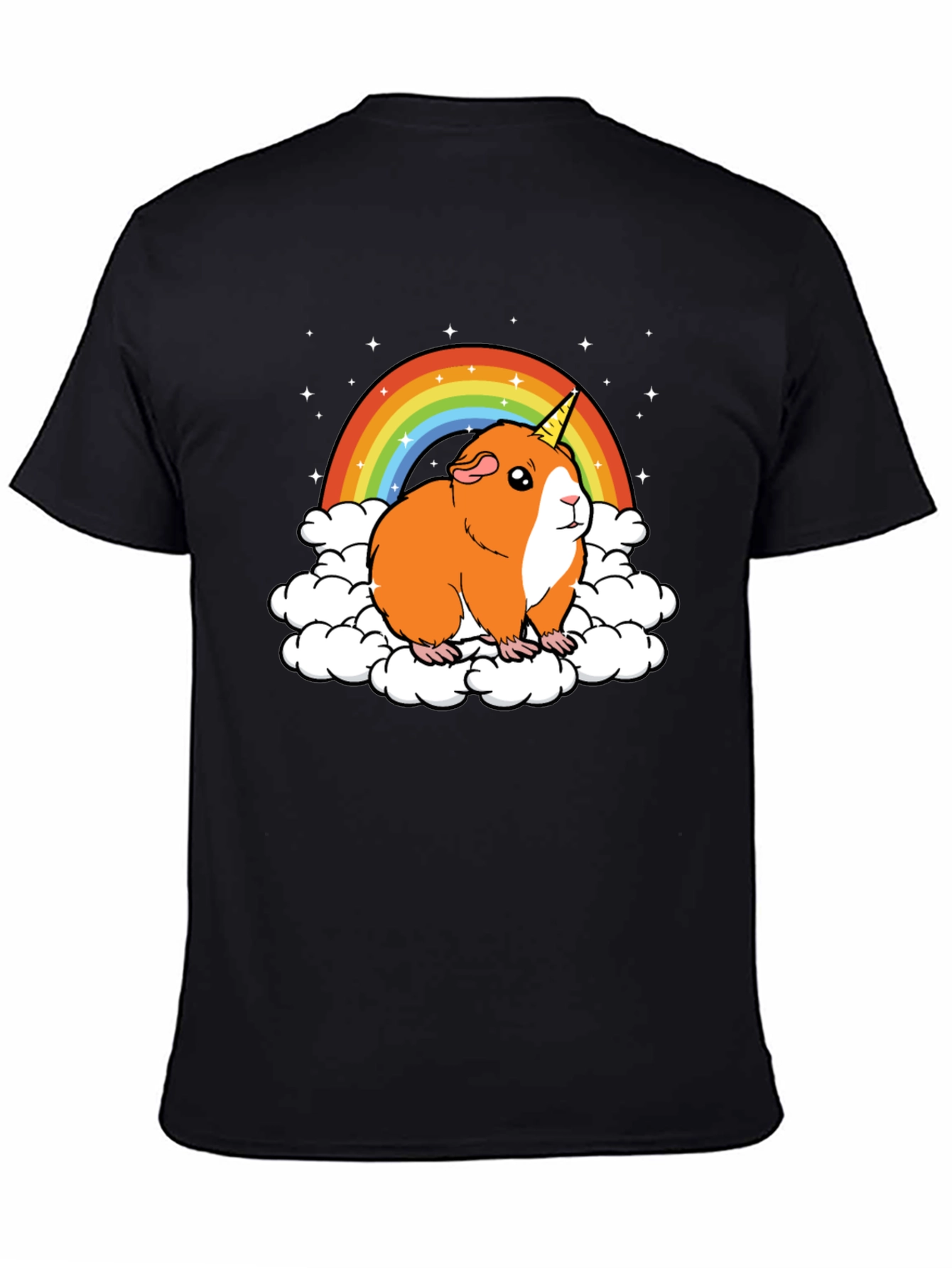 Black Guinea Pig Unicorn Rainbow Graphic Tee view 4
