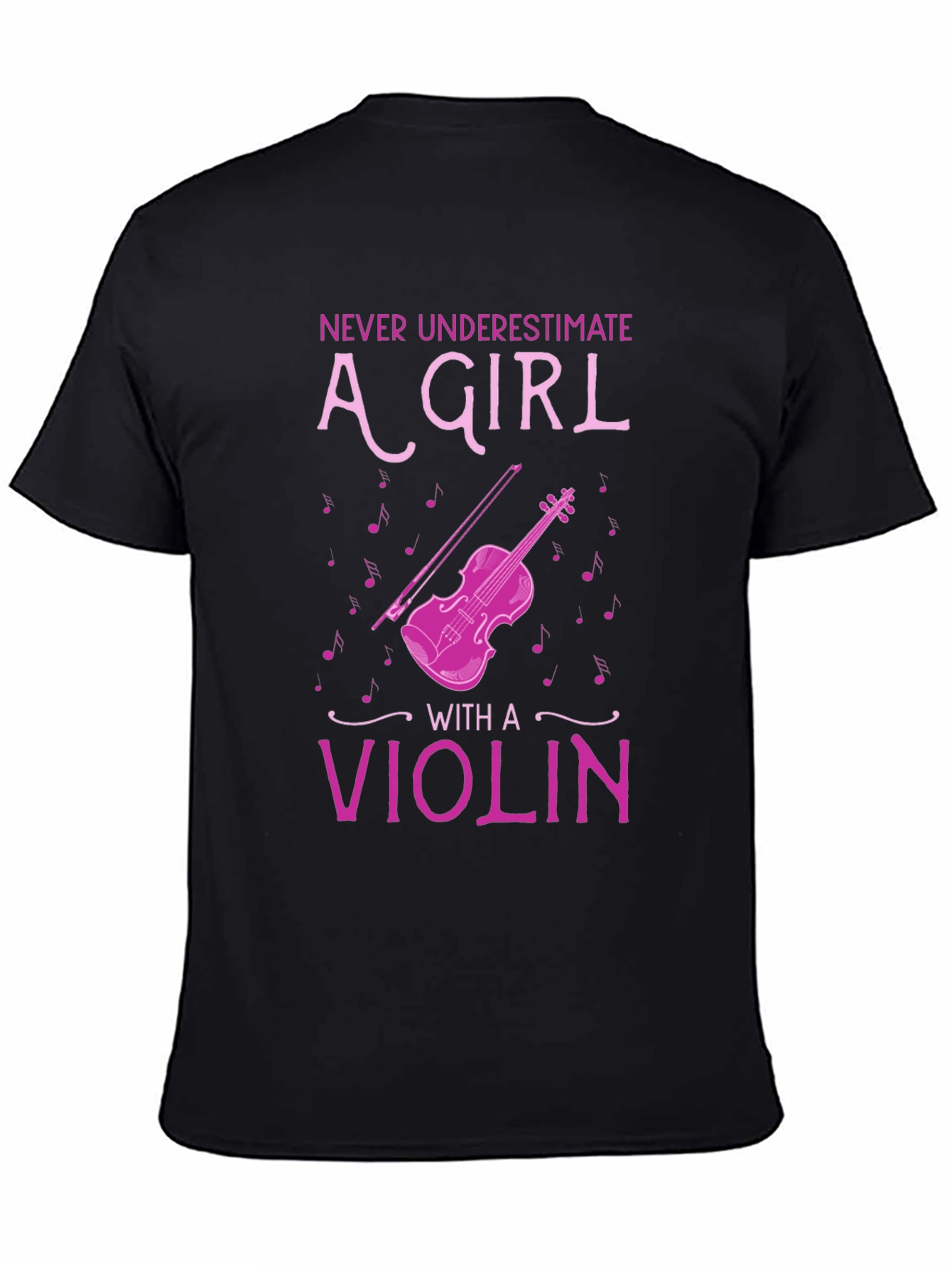 Black Never Underestimate A Girl With A Violin T-Shirt view 4