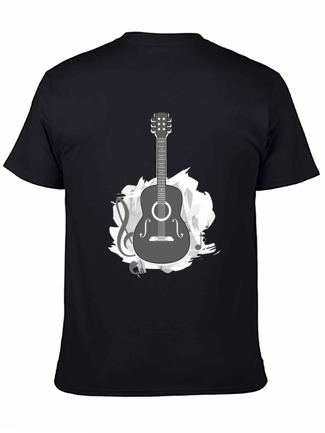 Black Guitar Music Graphic Tee - Black Cotton T-Shirt view 4
