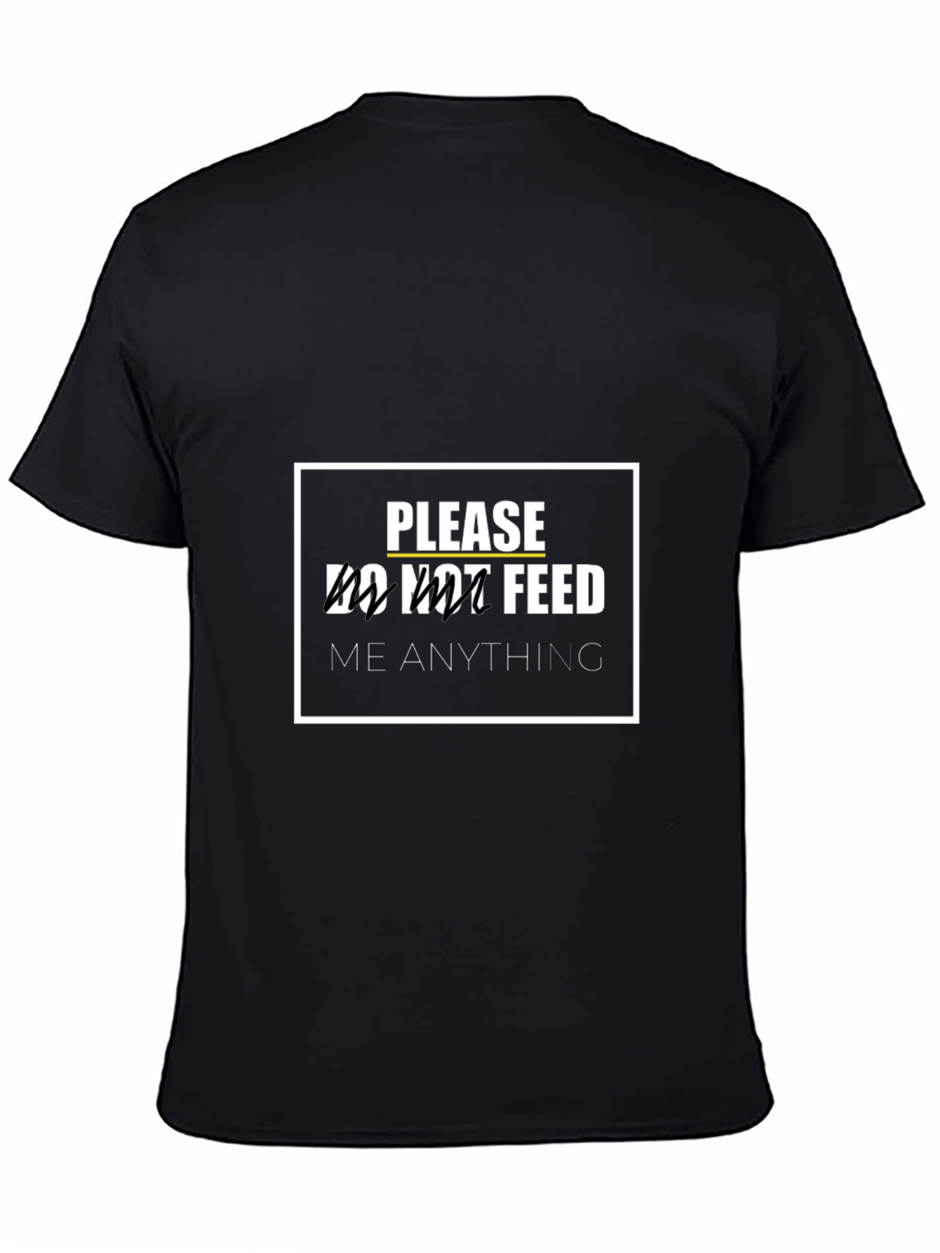 Black Funny "Do Not Feed" Graphic Tee - Black view 4