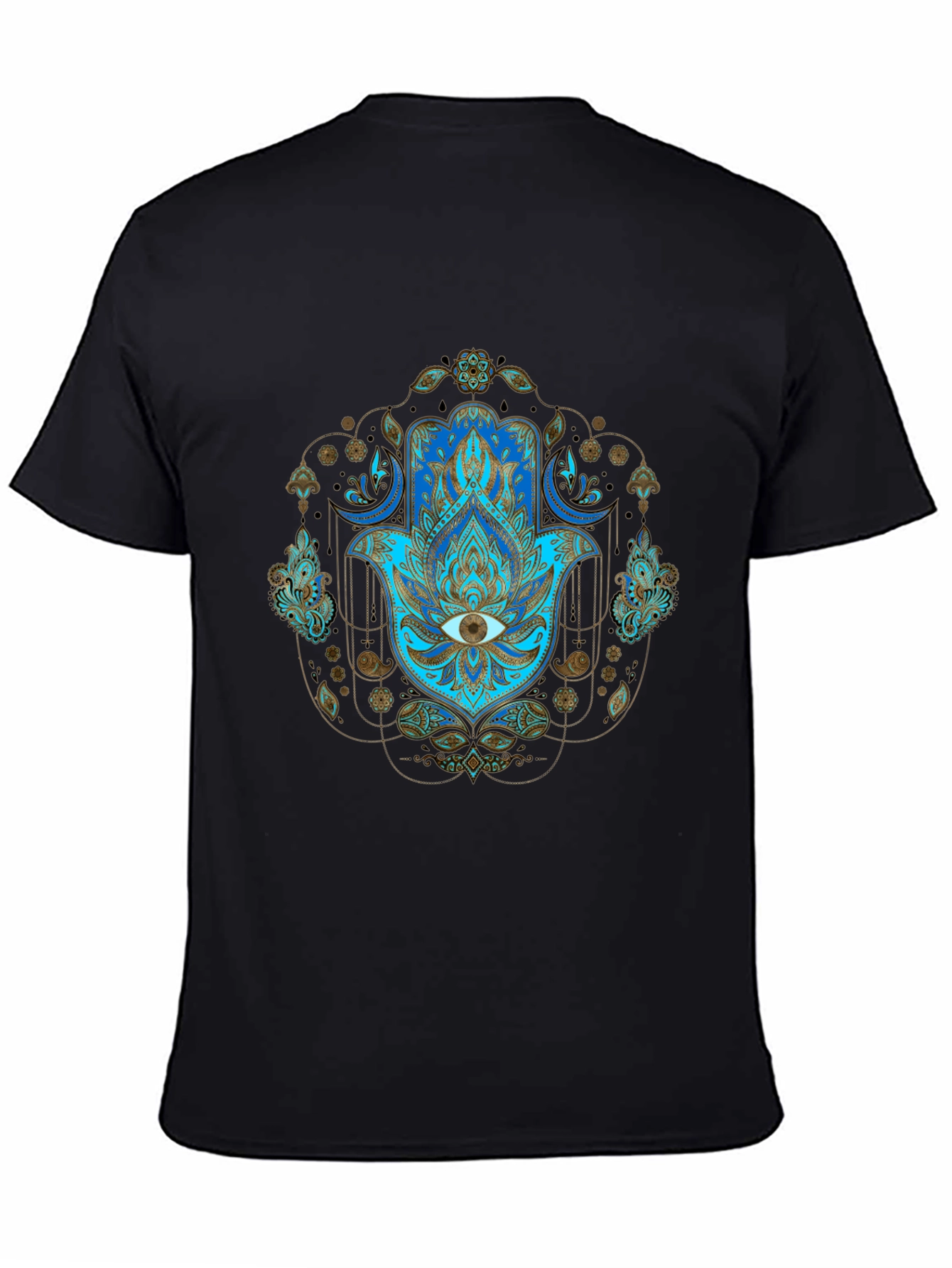Black Hamsa Hand Graphic Print Tee - Spiritual Protection T-Shirt view 4