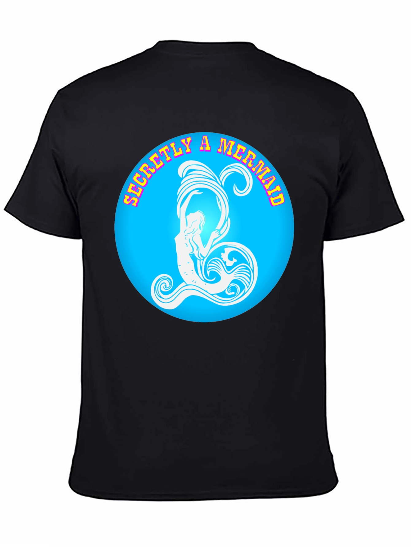 Black Secretly A Mermaid Graphic Tee - Black Cotton T-Shirt view 4