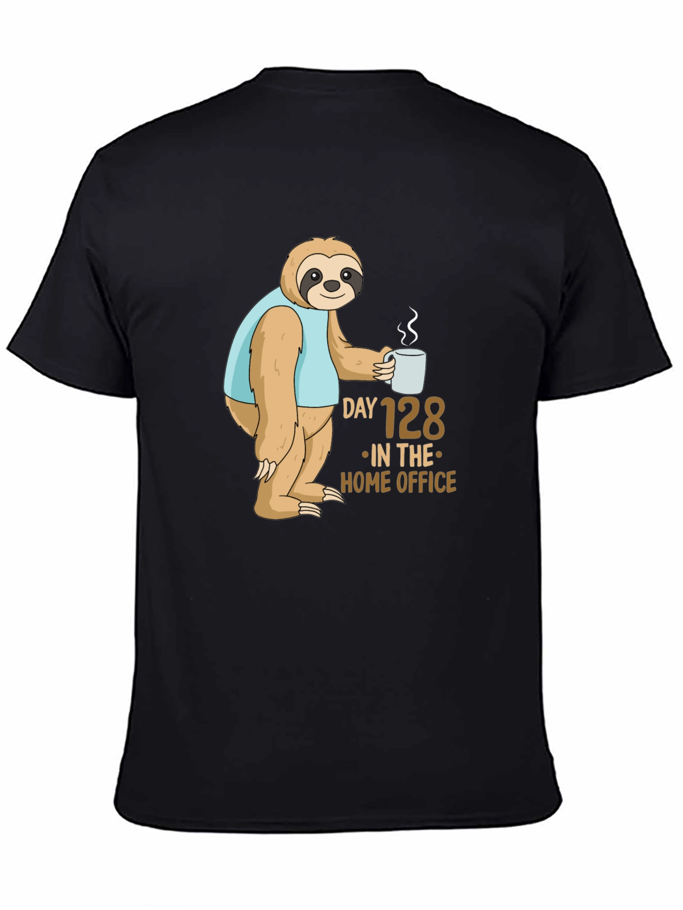 Black Sloth Day 128 Home Office T-Shirt view 4