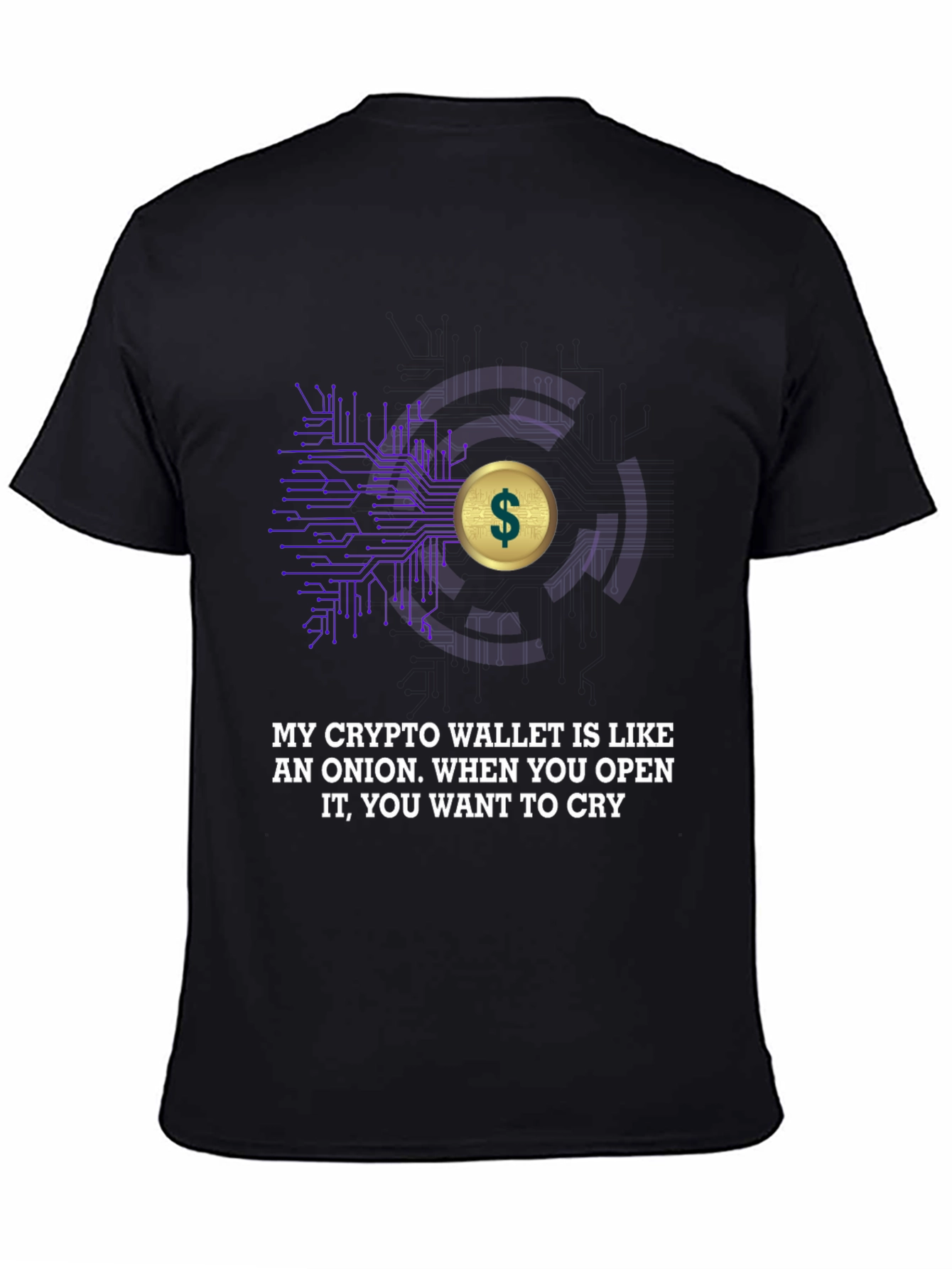 Black Crypto Wallet Onion T-Shirt view 4