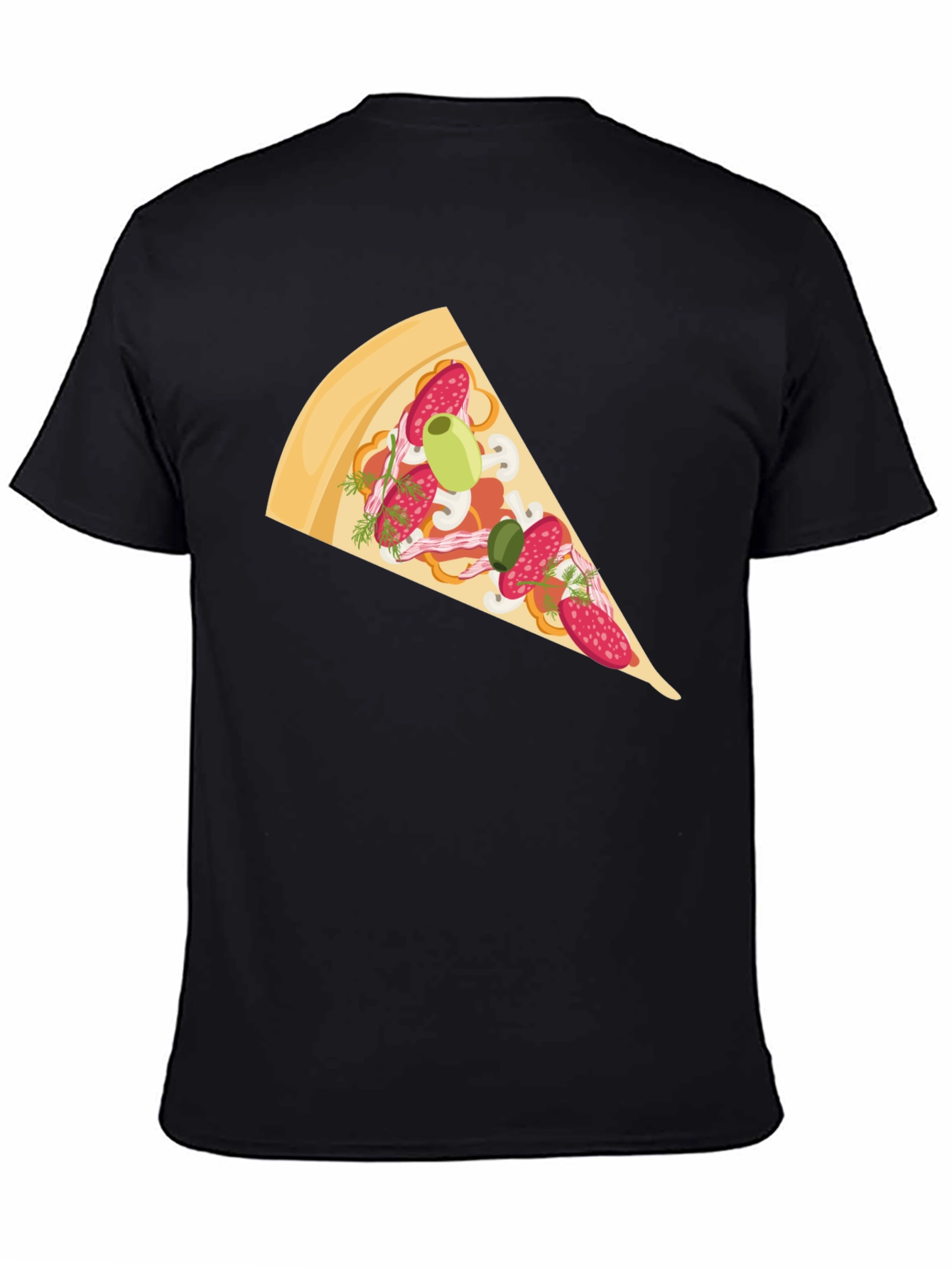 Black Pizza Slice Graphic Tee - Casual Black T-Shirt view 4