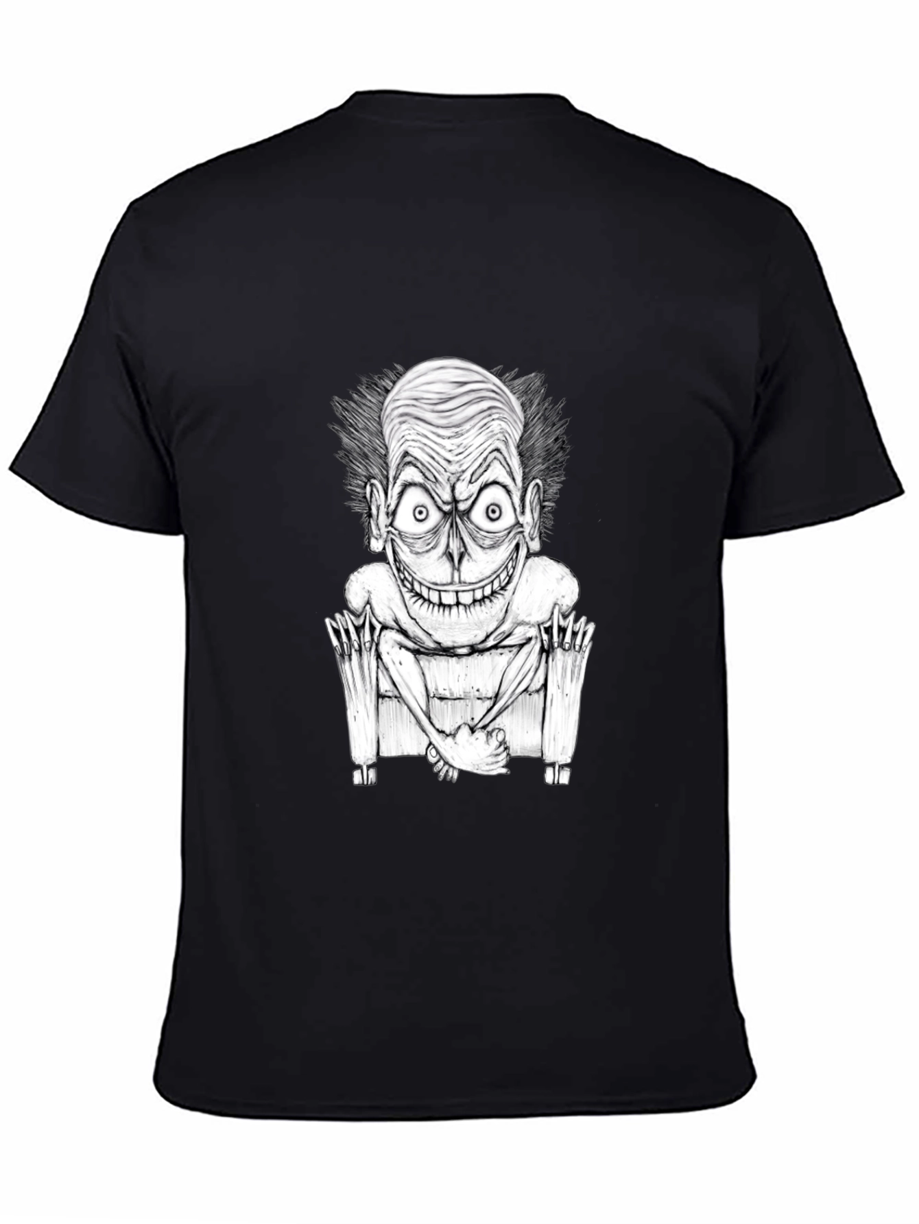 Black Creepy Cartoon Graphic Tee - Black view 4
