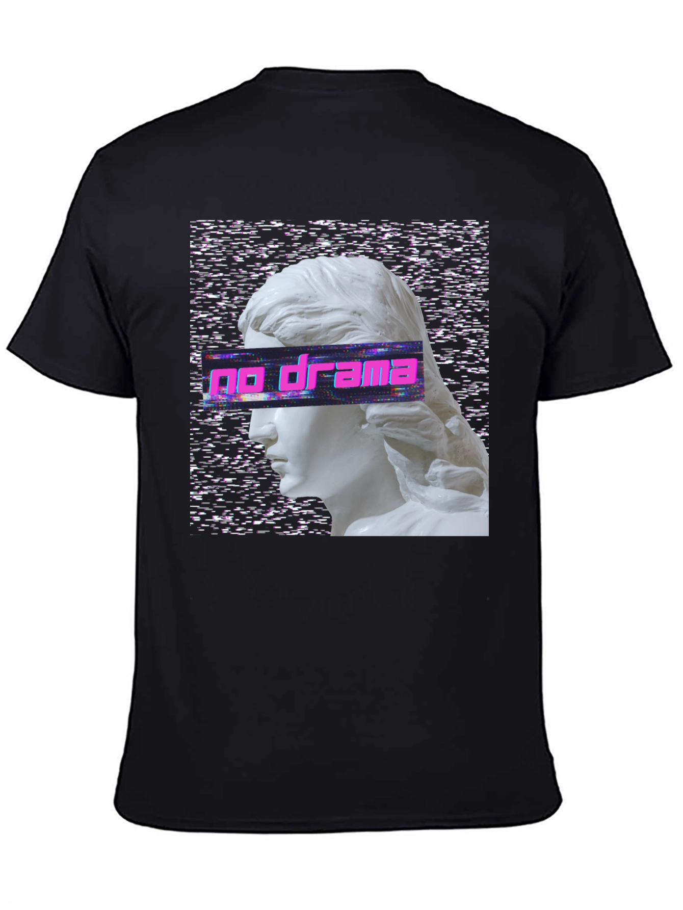 Black No Drama Vaporwave T-Shirt view 4