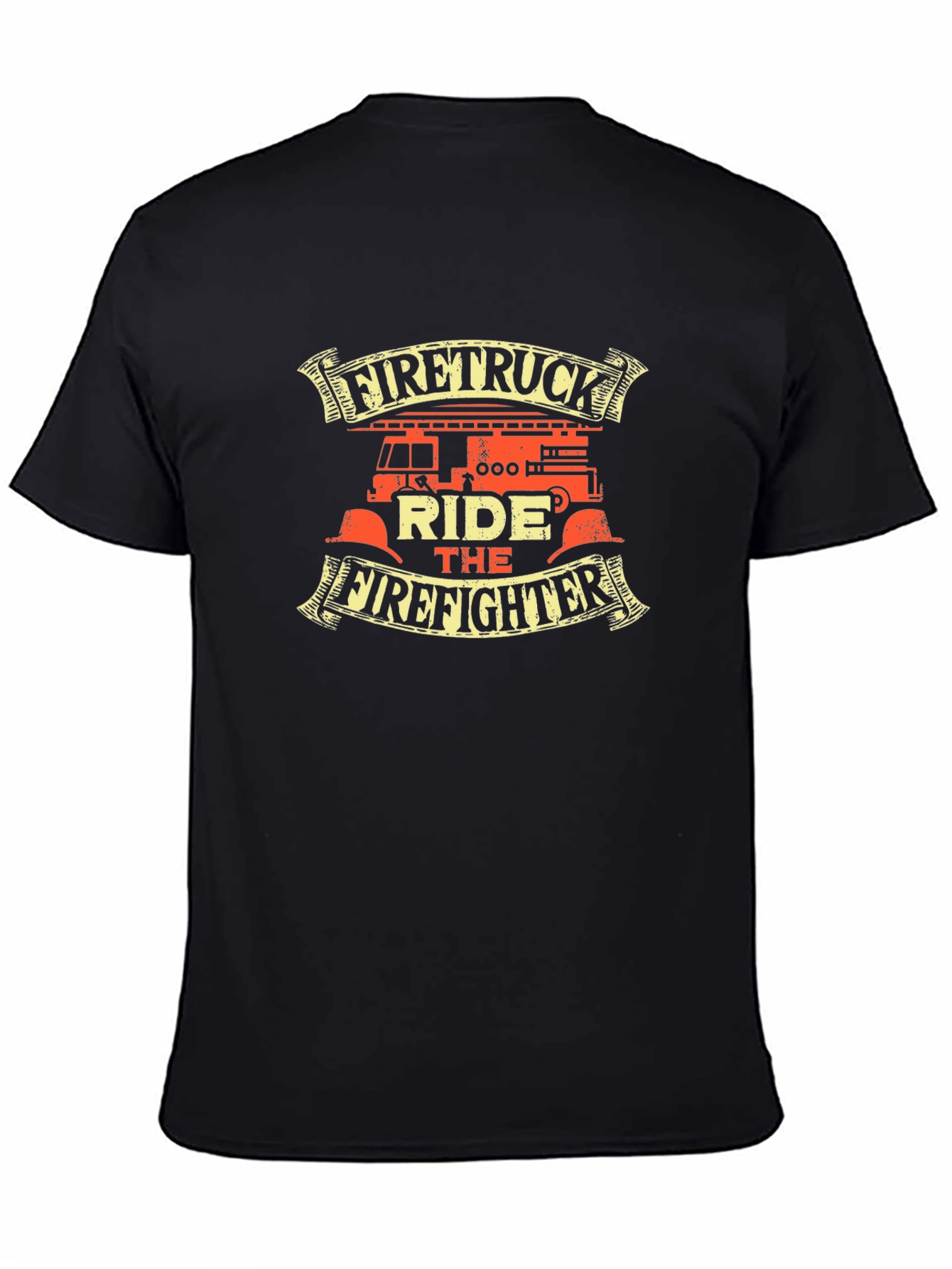 Black Firetruck Ride T-Shirt - Firefighter Tee view 4