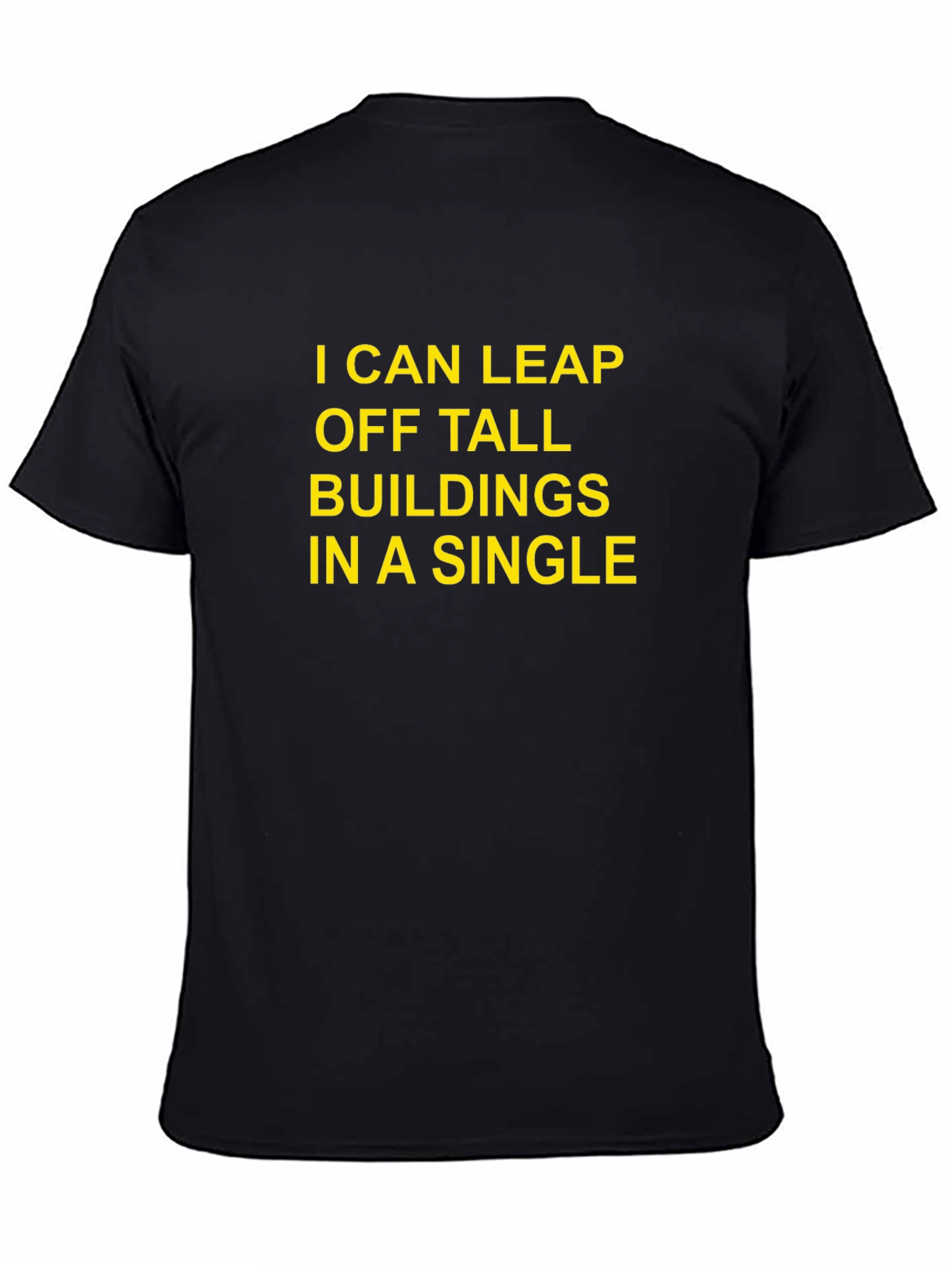 Black Humorous "Leap Buildings" Black T-Shirt view 4