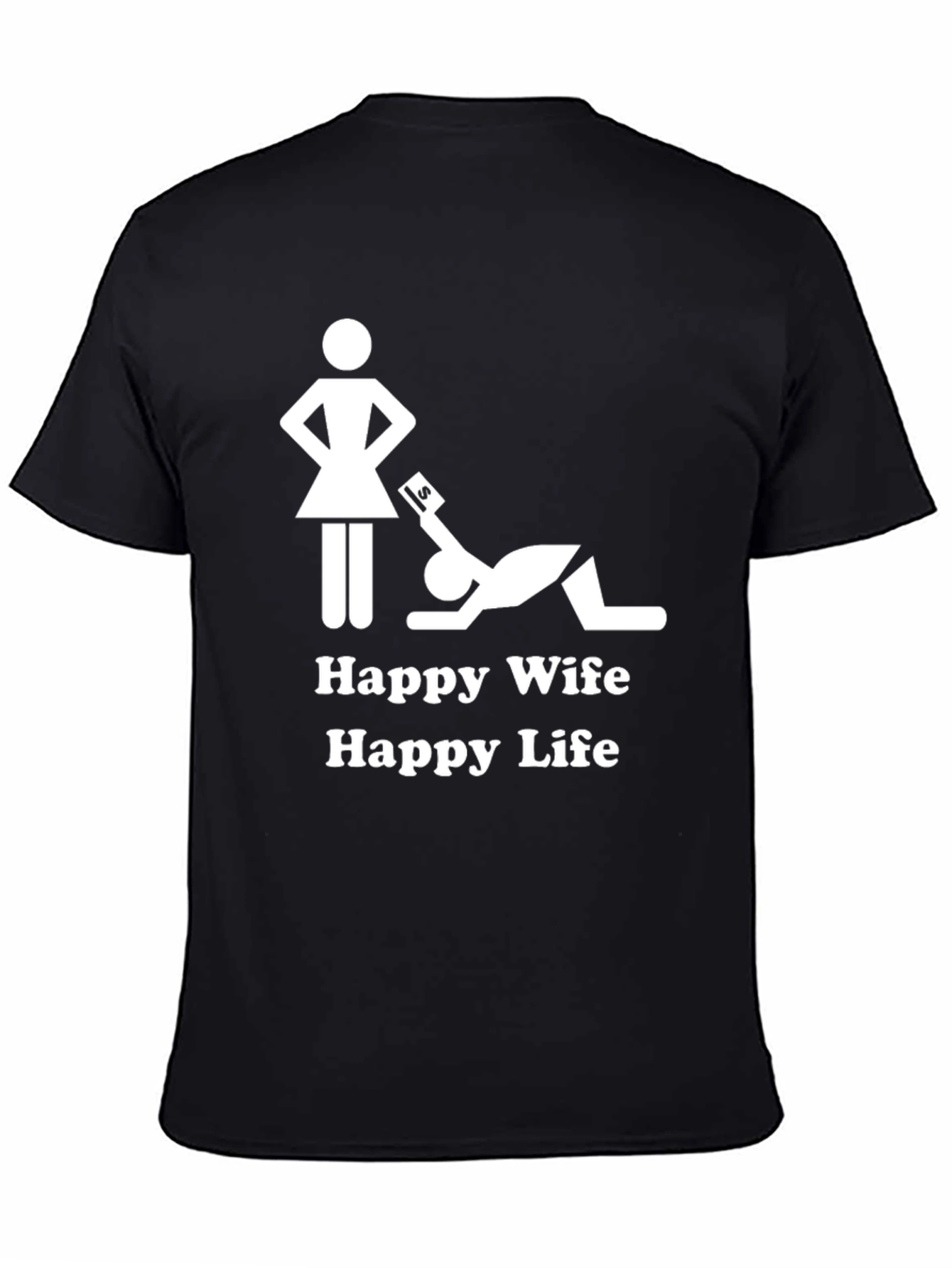 Black Happy Wife Happy Life Black Graphic Tee view 4