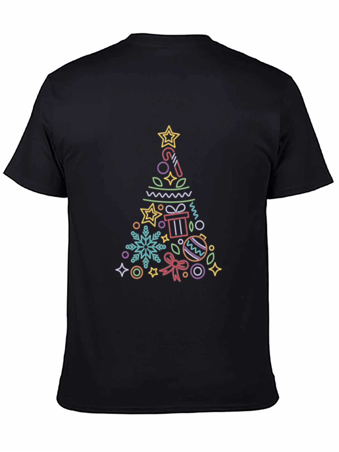 Black Festive Christmas Tree Graphic Tee - Holiday Style view 4