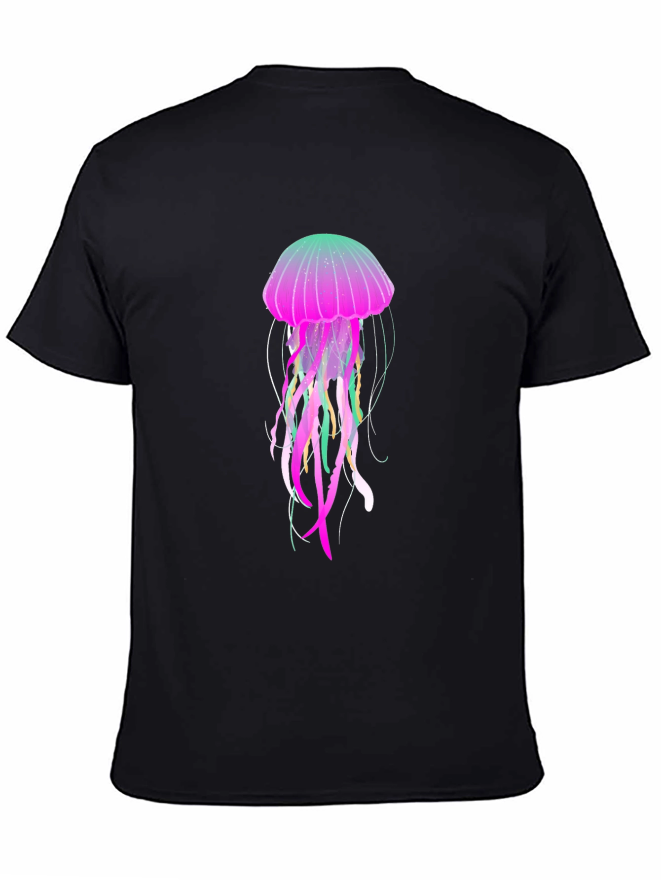 Black Neon Jellyfish Graphic Black T-Shirt view 4
