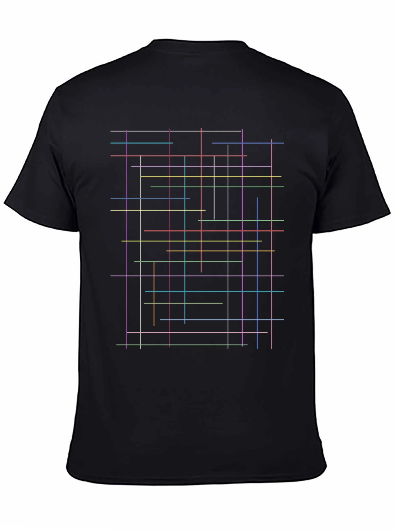 Black Abstract Line Art T-Shirt - Modern Graphic Tee view 4