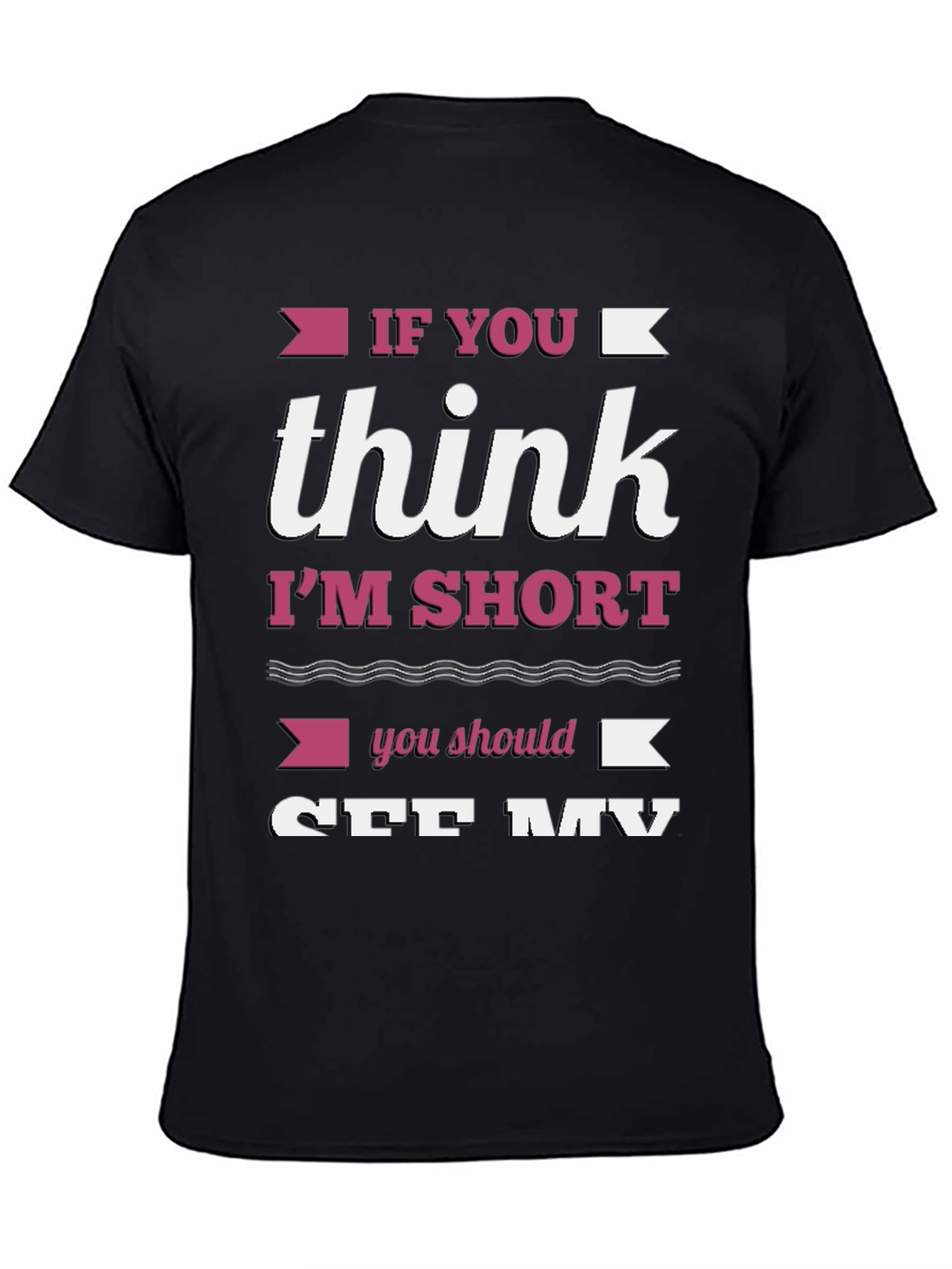 Black Funny Short Person Graphic T-Shirt view 4