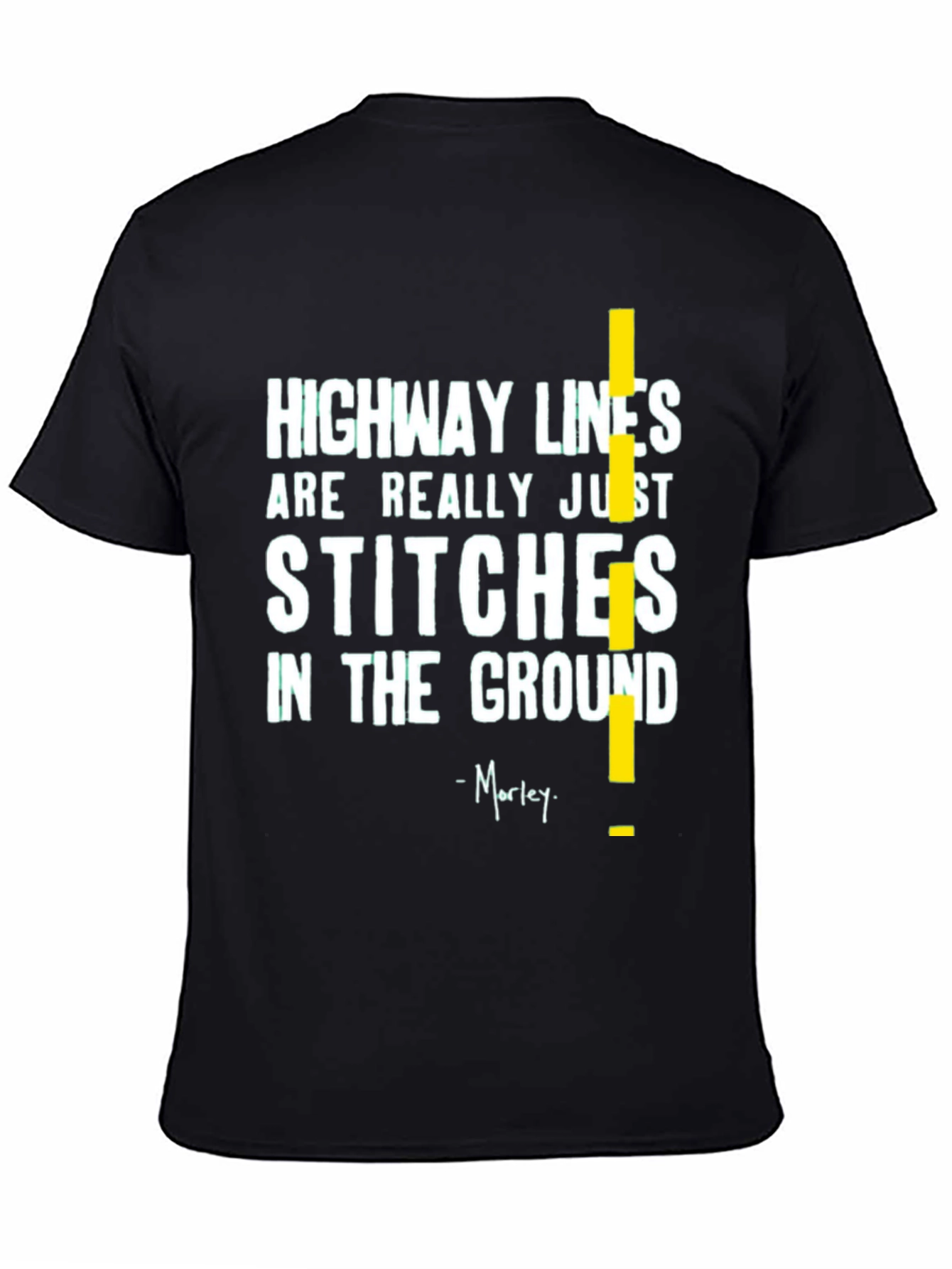 Black Highway Lines T-Shirt - Stitches in the Ground Tee view 4