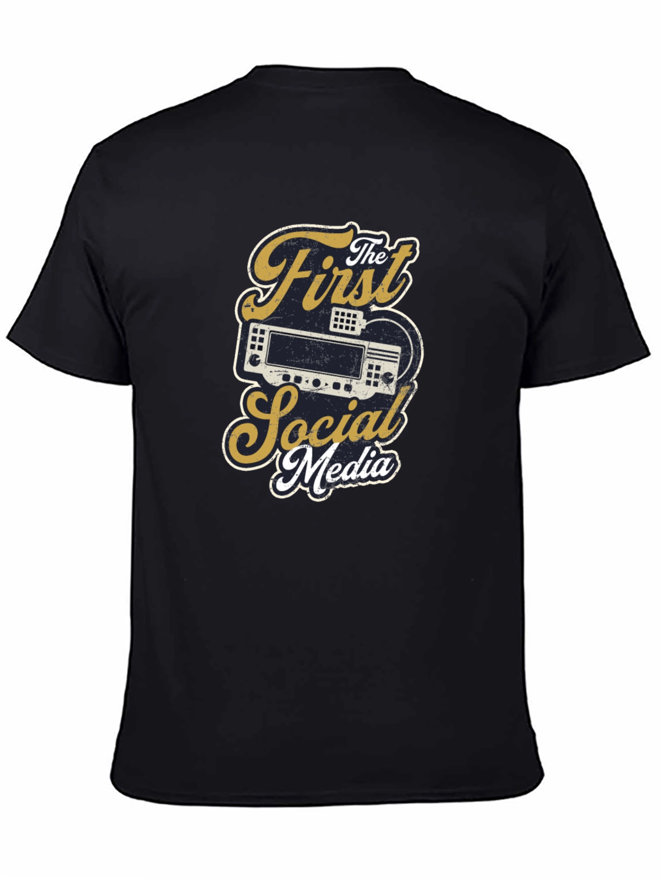 Black The First Social Media T-Shirt - Ham Radio Operator Tee view 4