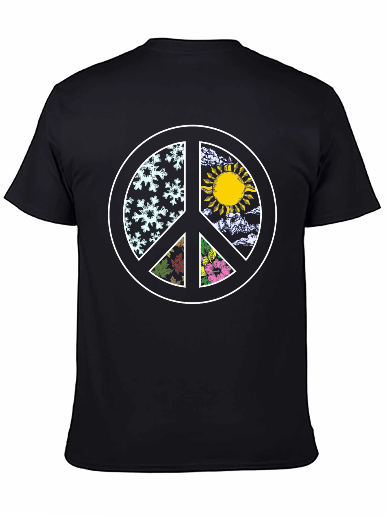 Black Peace Sign Seasons T-Shirt - Black view 4