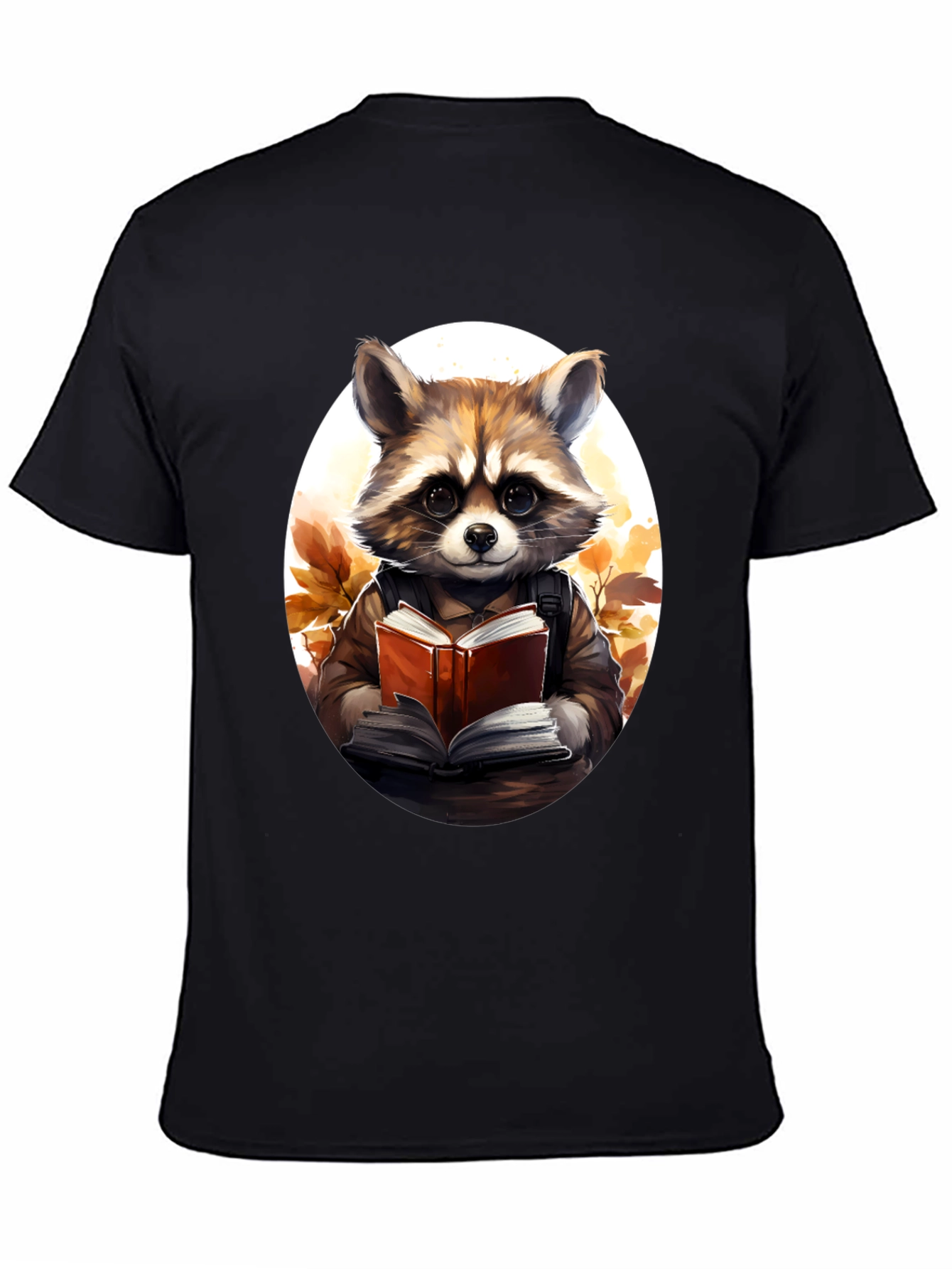 Black Raccoon Reader Graphic Tee - Black Cotton view 4