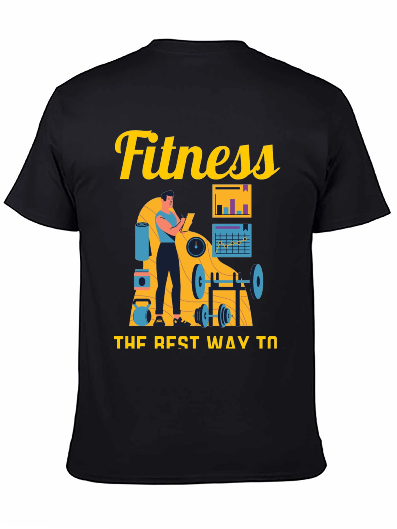 Black Fitness Workout Graphic Tee view 4