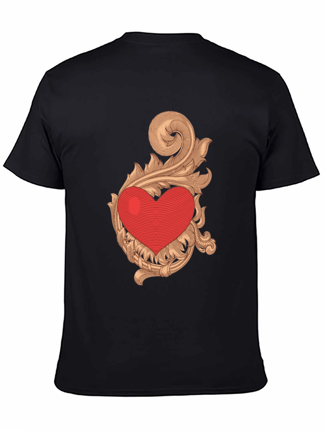 Heart Scrollwork Black Graphic Tee - 4