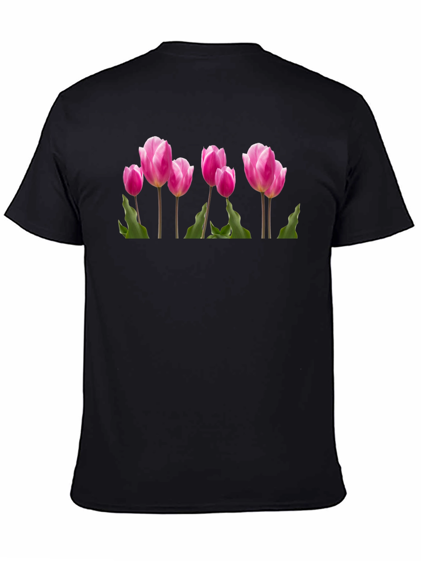 Black Tulip Graphic T-Shirt - Black Cotton Tee view 4
