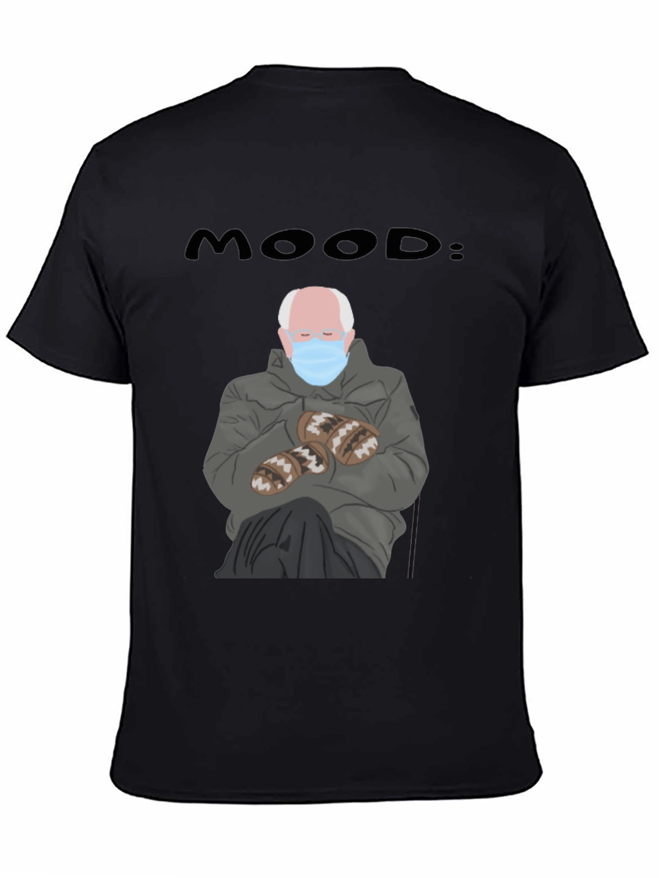 Black Mood: Bernie Meme Graphic T-Shirt view 4